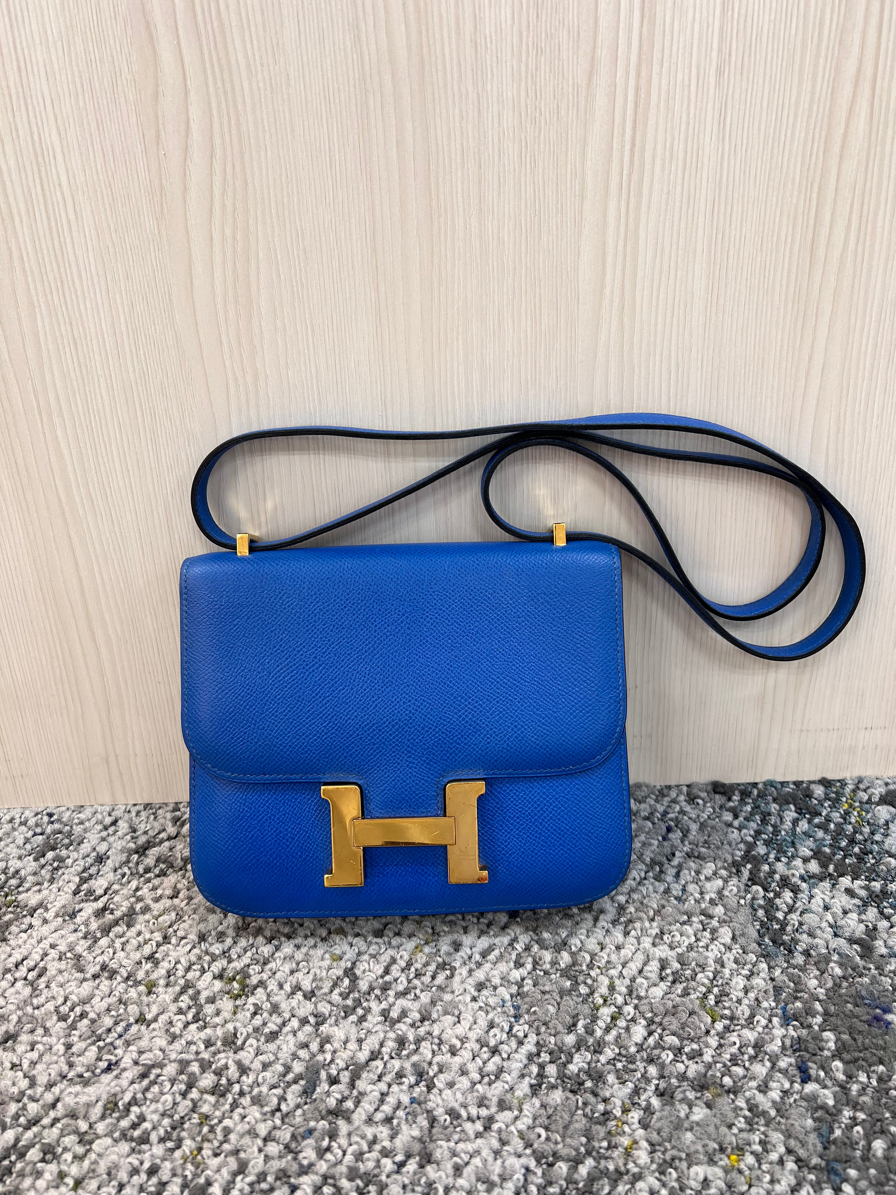 HERMES CONSTANCE MINI 18 BLUE COUCHVEL SHOULDER BAG 〇X 90258059