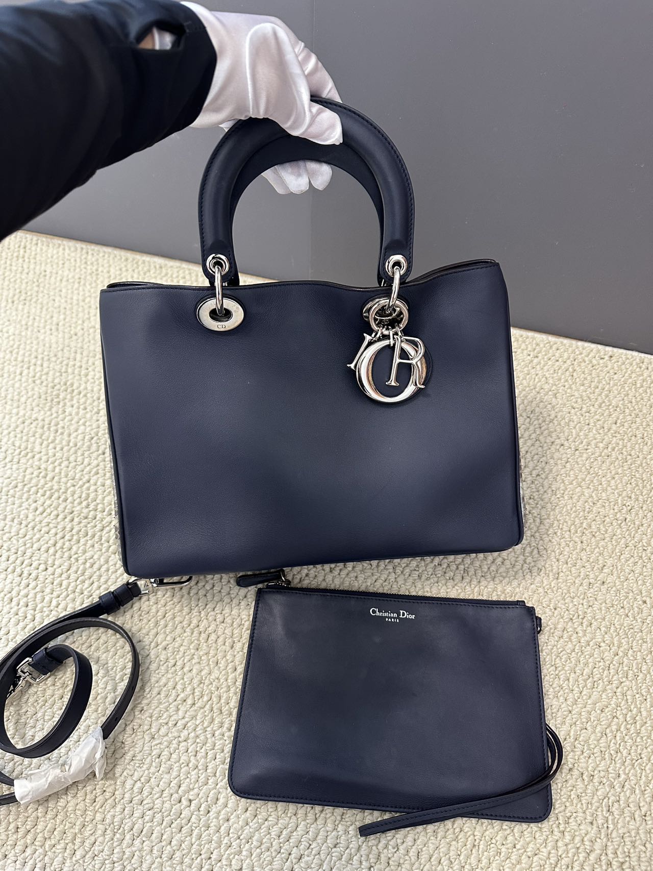 Dior Diorissimo VIP Tote - Navy Calfskin with Palladium-Finish Hardware