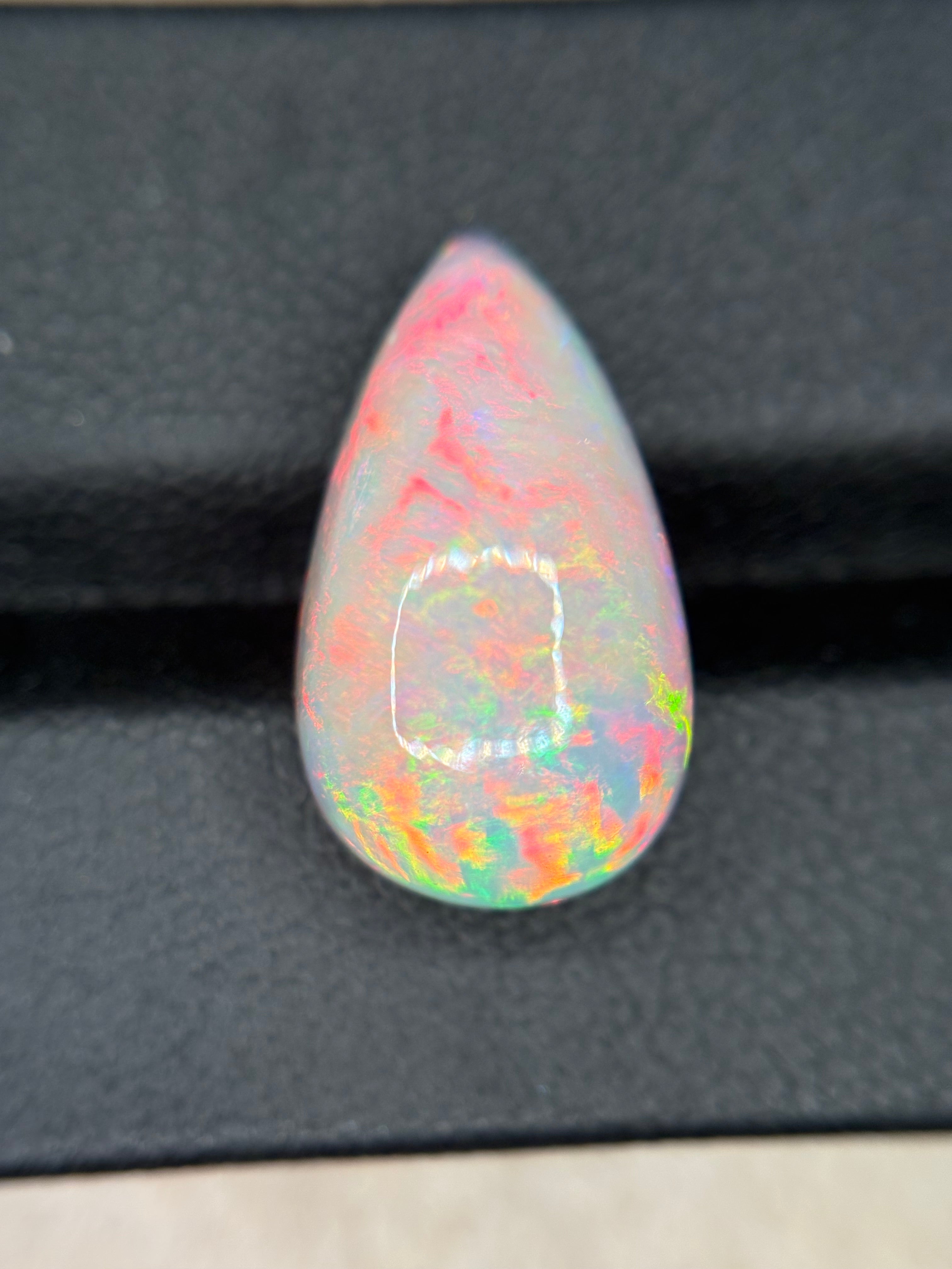 7.10ct White  Opal Cab Pear THAIC0460