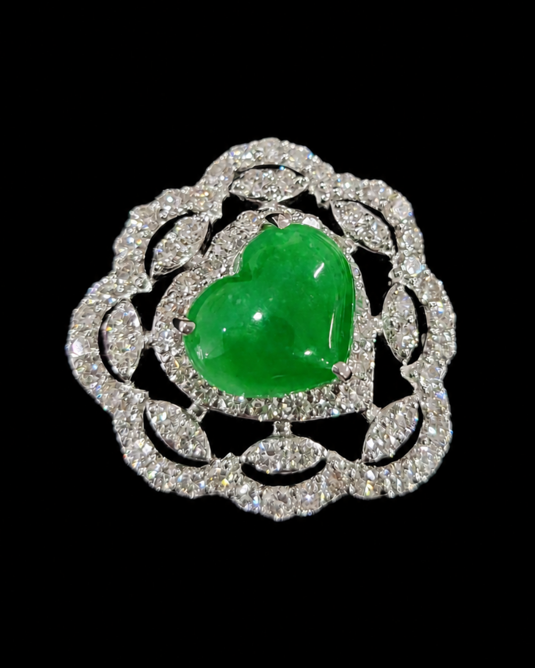 Jade Heart Ring in 18K / J2.759ct / D1.83ct 0039 JJC0725
