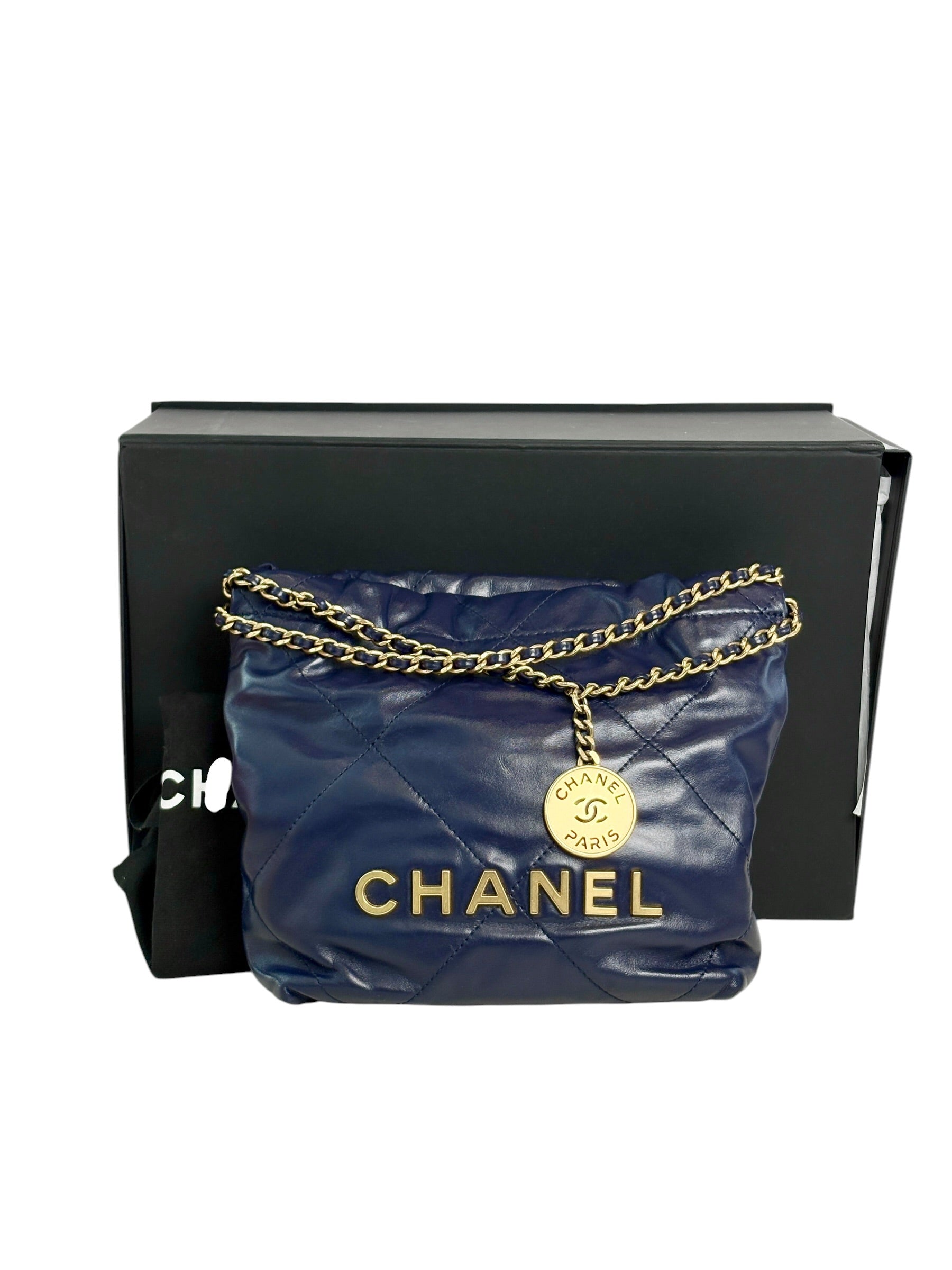 Chanel 22 Navy Mini Bag - Full Set