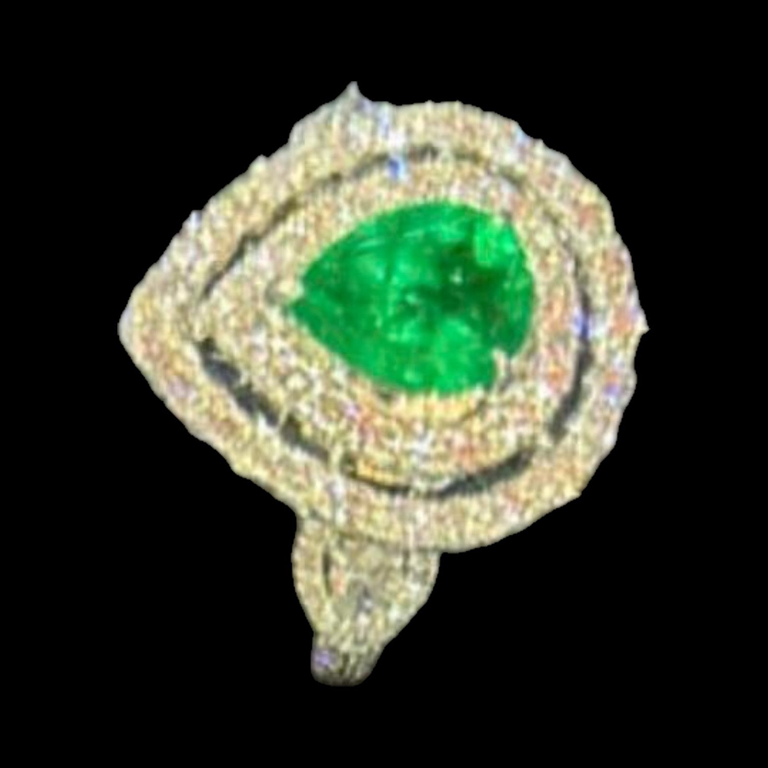 Columbian "Muzo Green" 1.61ct Green Emerald & 1.11ct Diamond Ring set in 18K White Gold