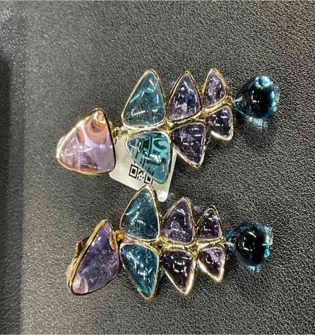 Gripoix purple glass ear clips LZ602054