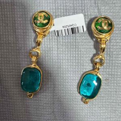 CHANEL Macaron Blue Pendant Earrings CQ405206