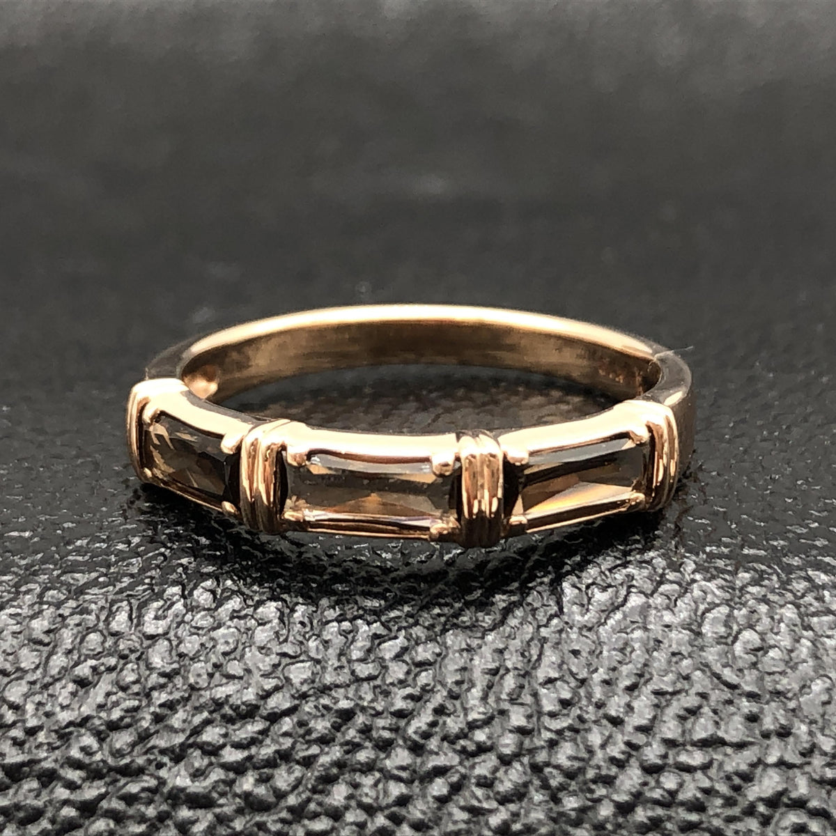 Vendome Aoyama 3P Smoky Quartz Ring, K18PG, 2.9g, US Size 6.5 C297603
