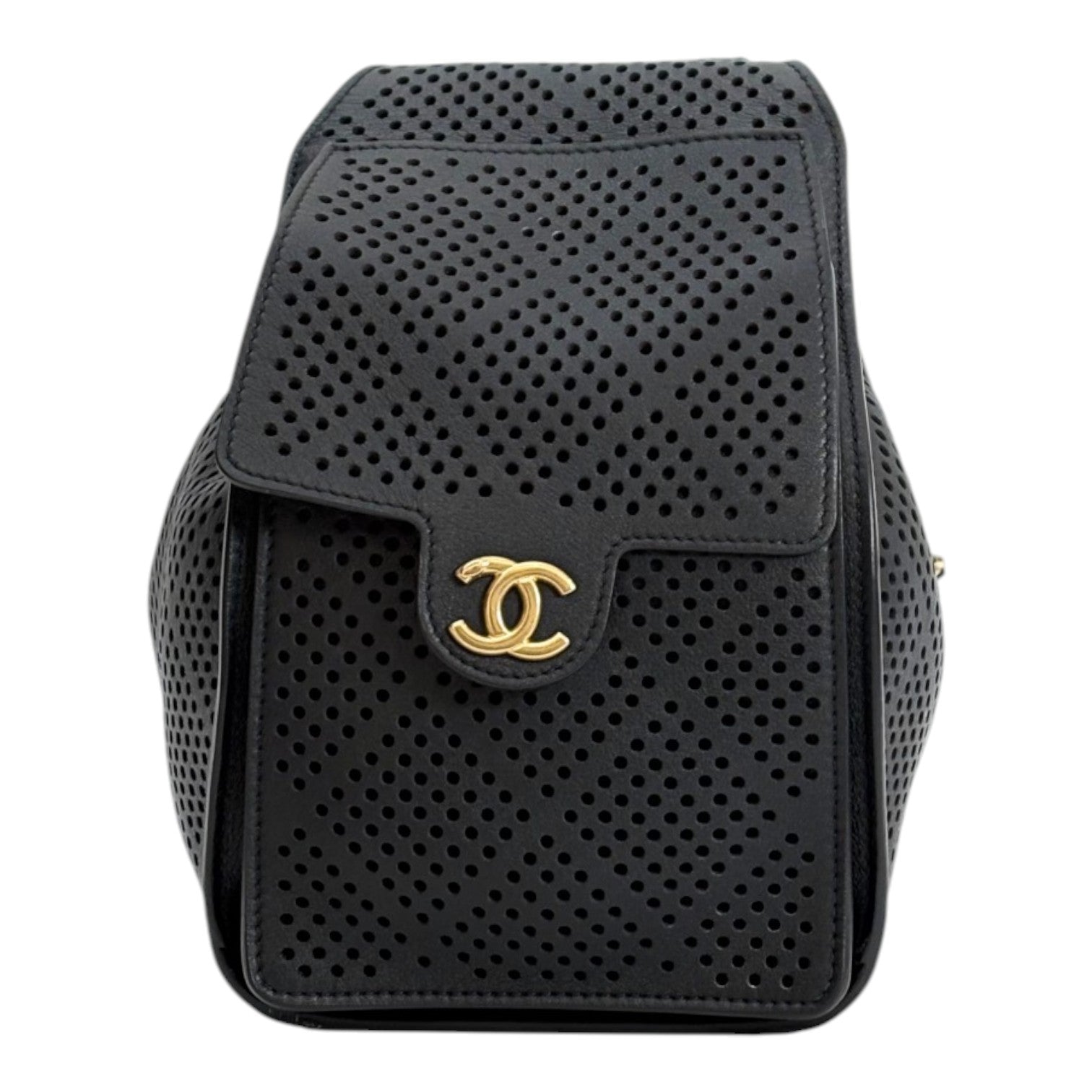 Chanel 25 Black Perforated Small Leather Bag