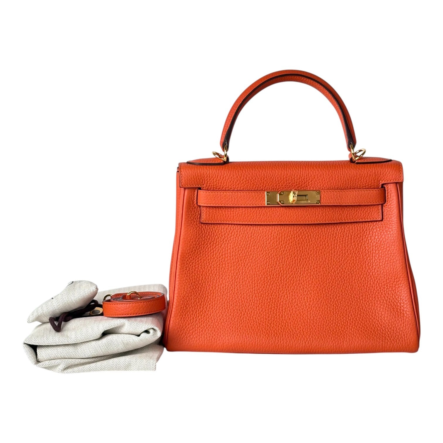 Hermes Kelly 28cm Bag Feu with GHW Togo