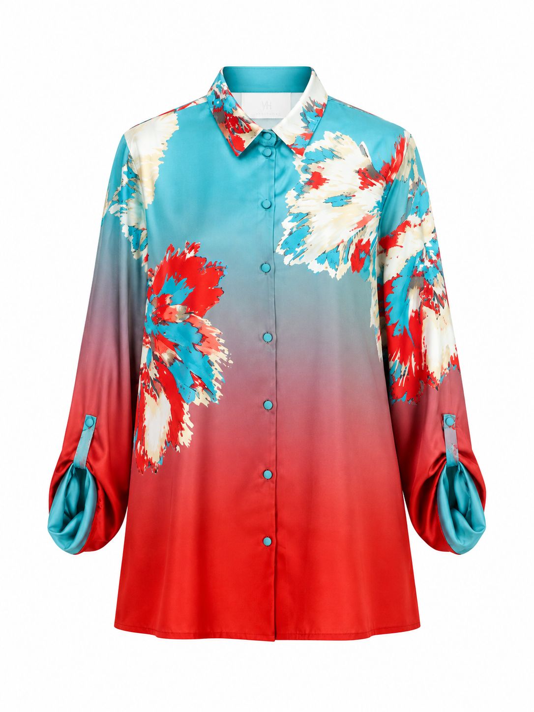 SHIRT VERONA FLORAL AQUA RED MCL13218