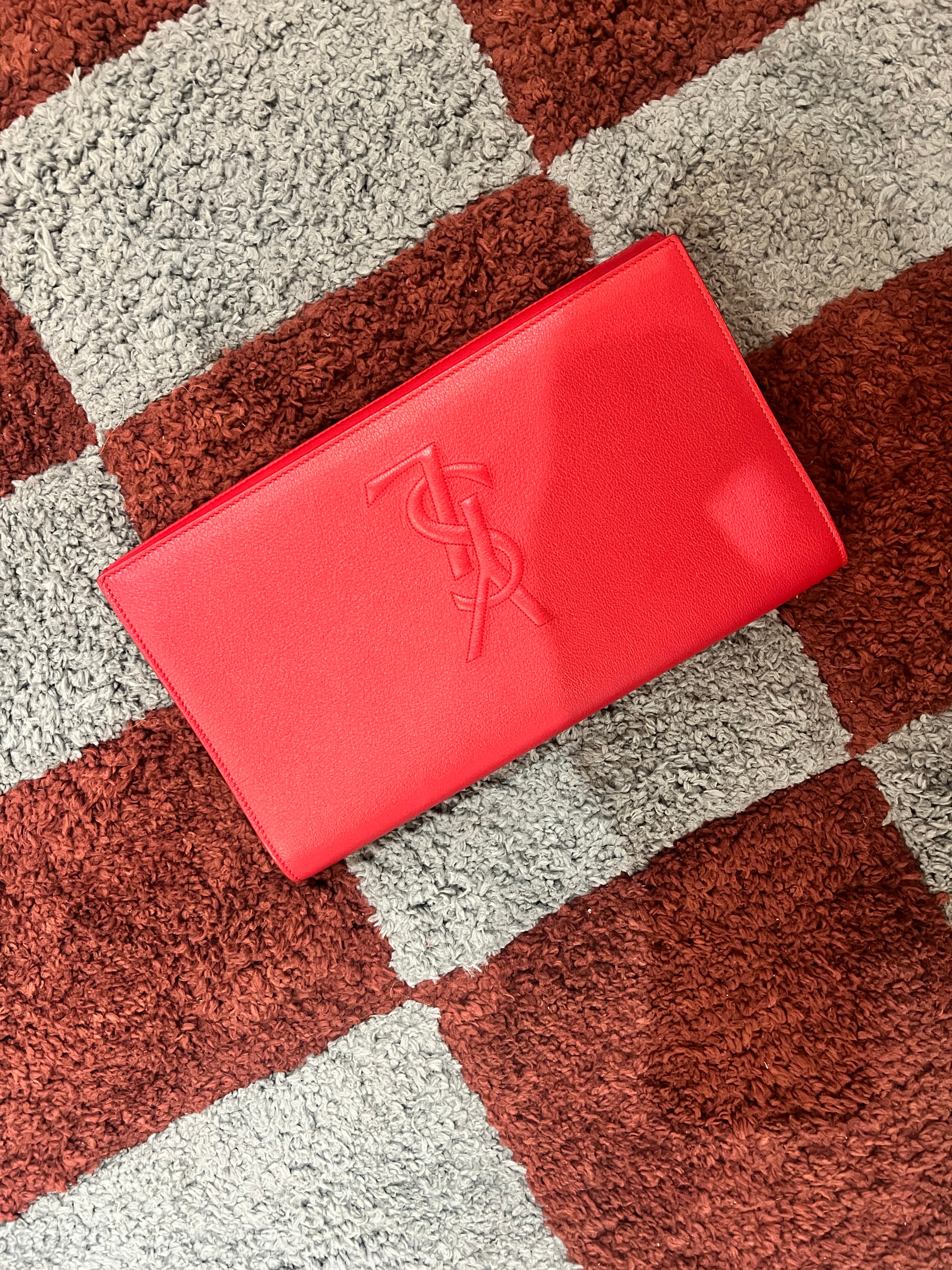 YSL red leather clutch AKC1534