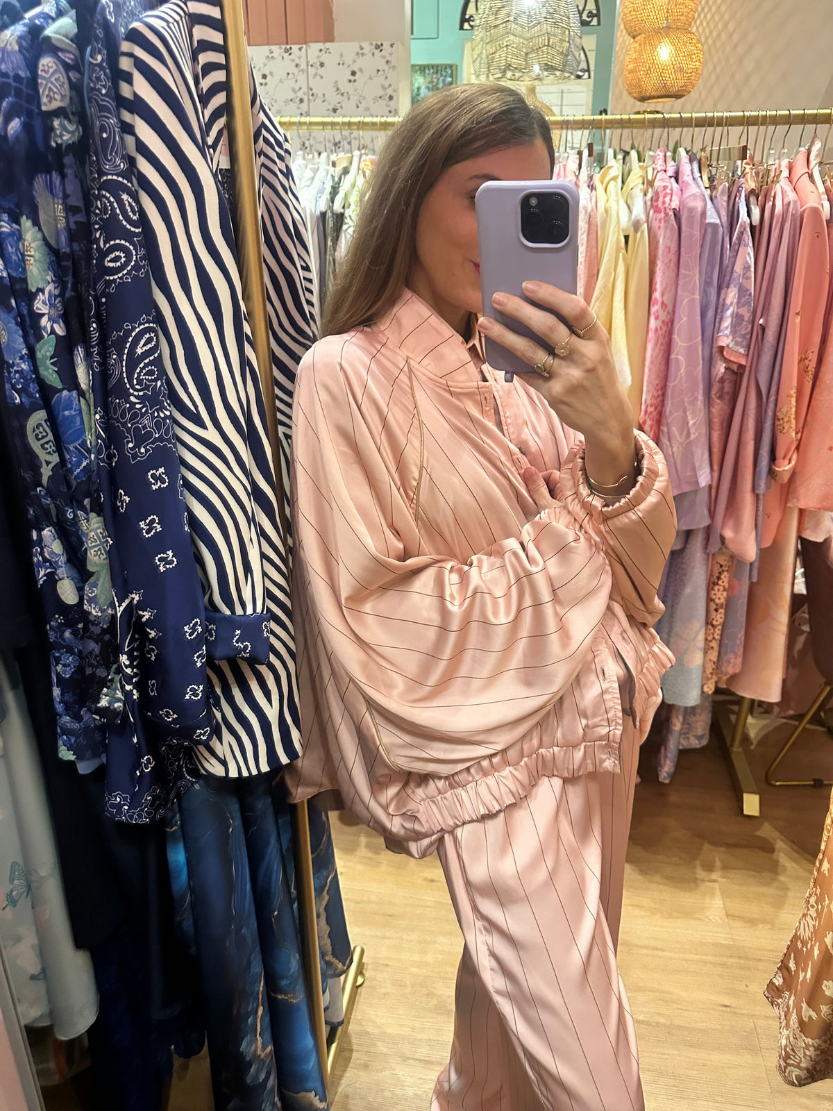 REVERSIBLE CAPE BOMBER - KNITWEAR  PINSTRIPES LIGHT PINK BROWN  MCL13327