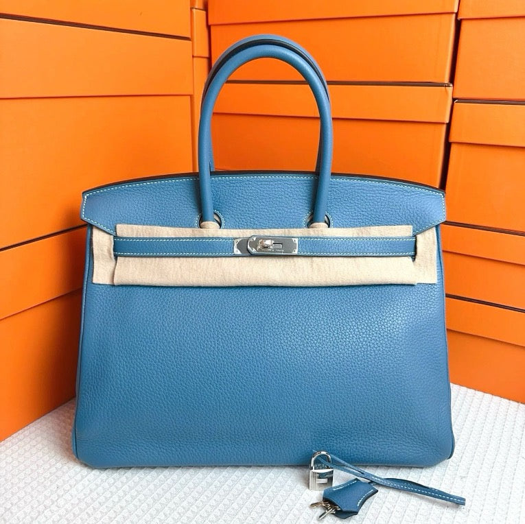 Hermes Vintage Birkin 35 Blue Jean Togo PHW SYC2215