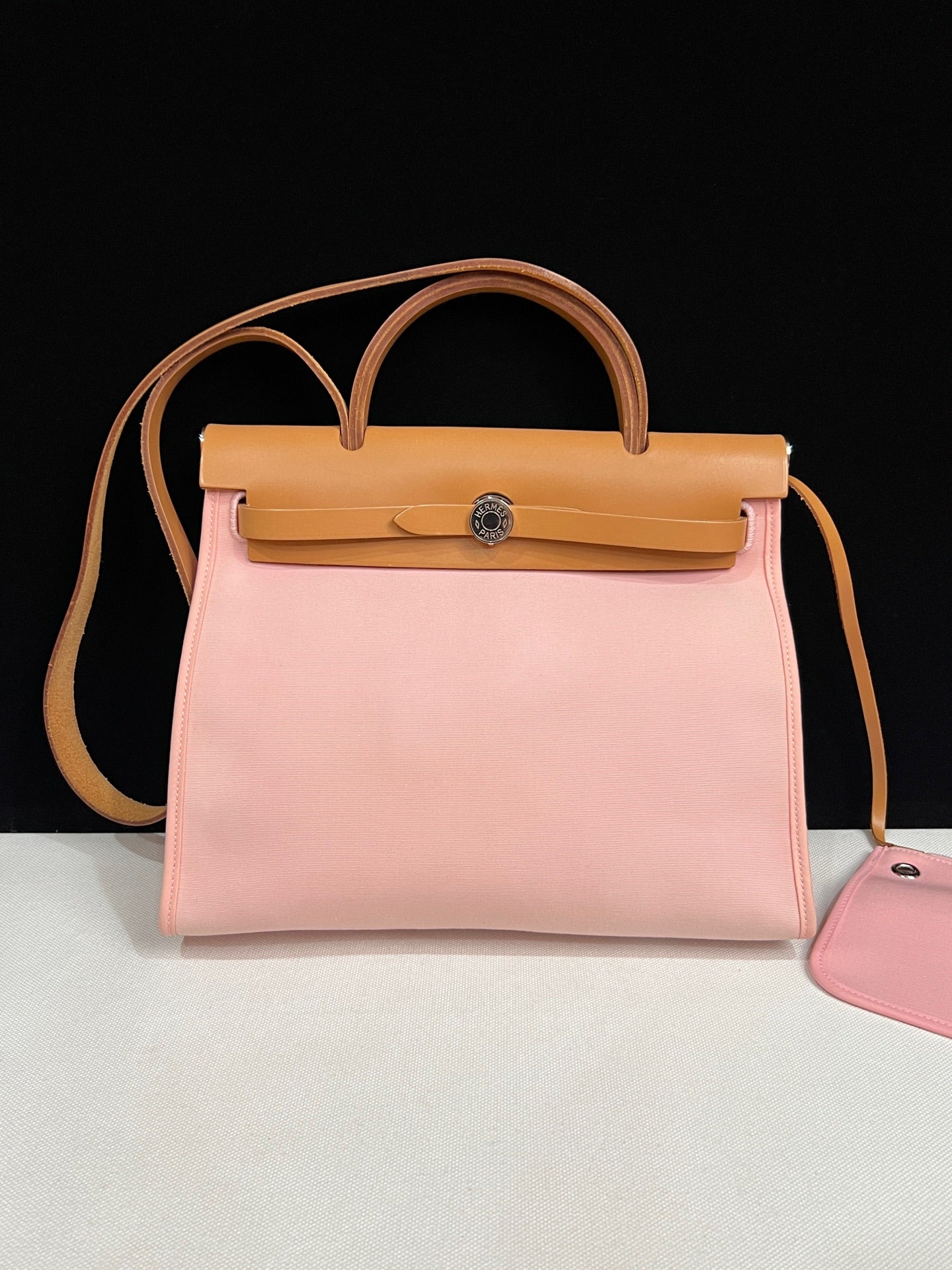 Hermès Herbag 31 Cherry Blossom Pink Canvas Leather Palladium Hardware T Stamp