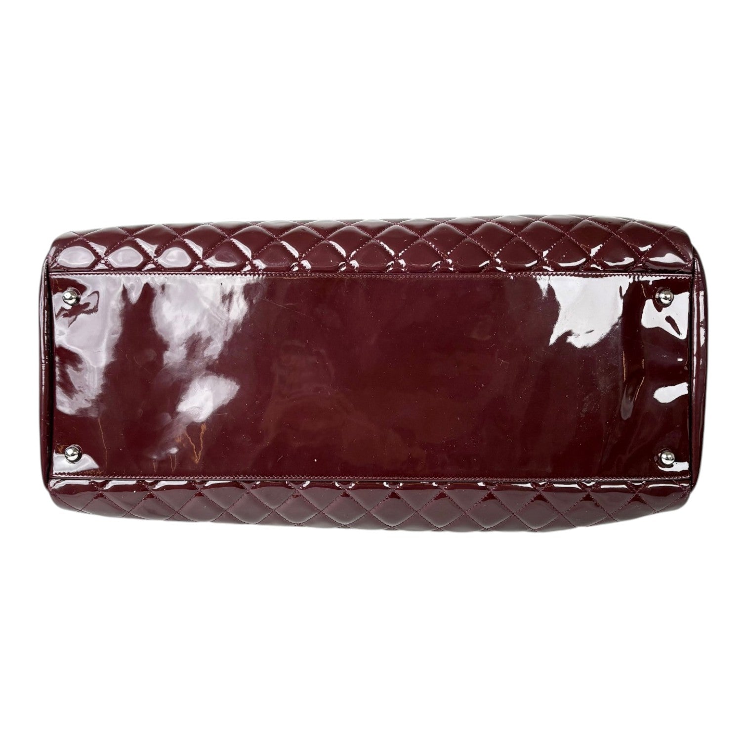 Chanel Patent Burgundy Mademoiselle Bowling Bag