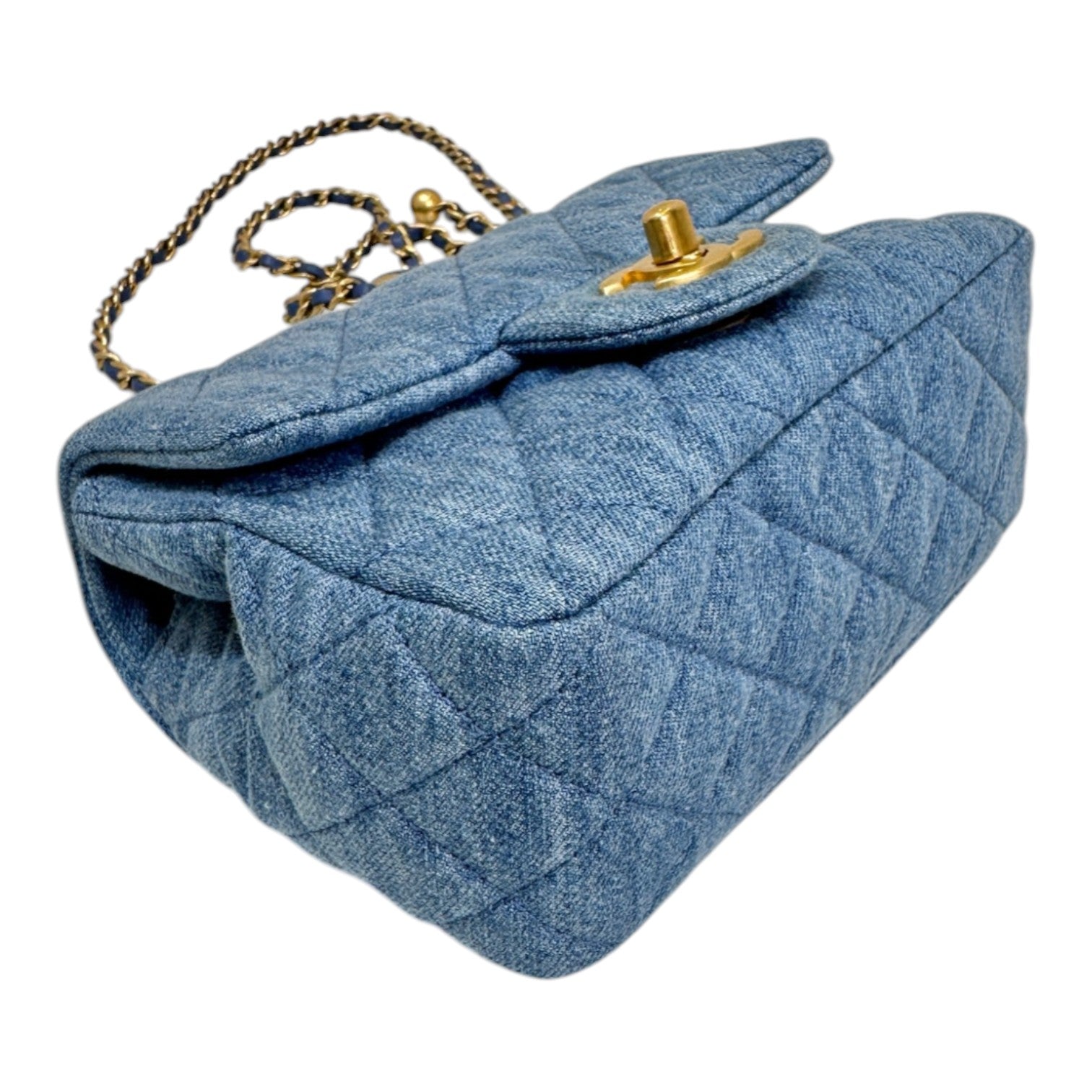 Chanel Classic Flap Mini Square Denim With Crush