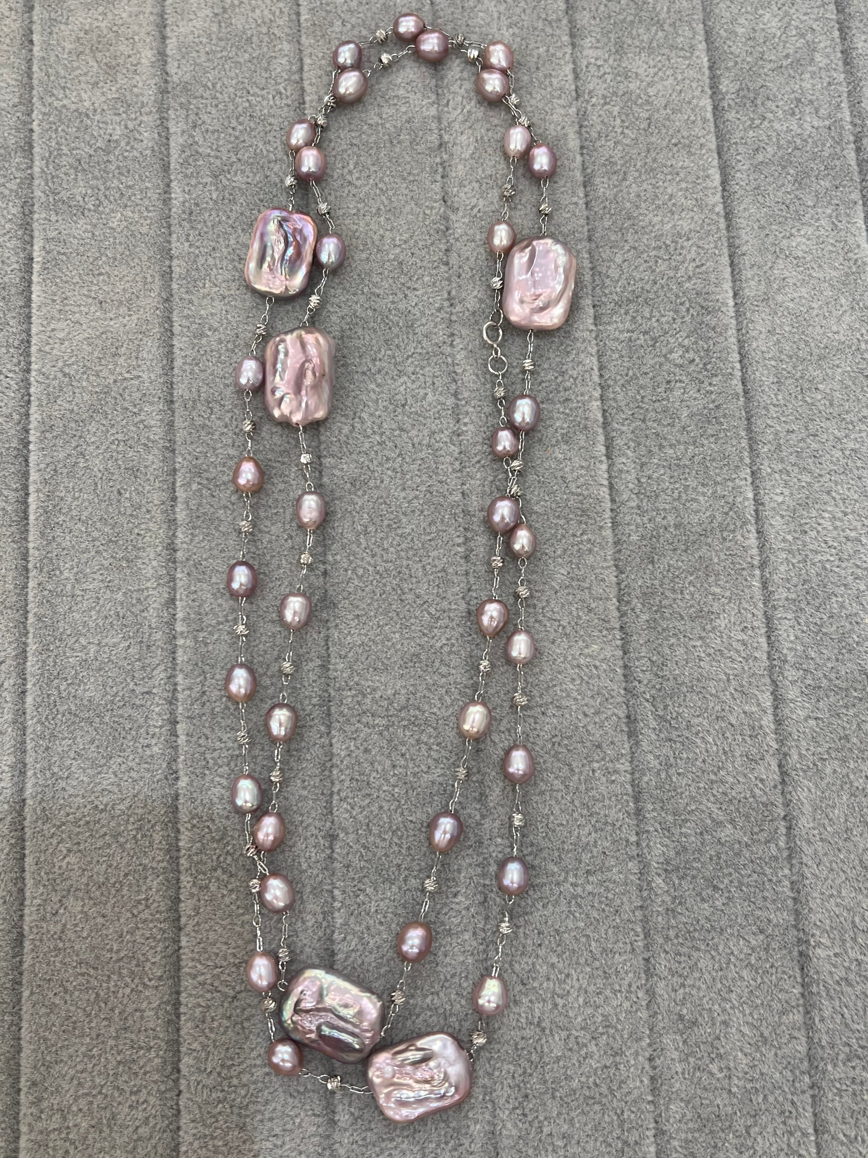 Freshwater Purple Baroque Long Necklace (90cm length) YYXL-2512