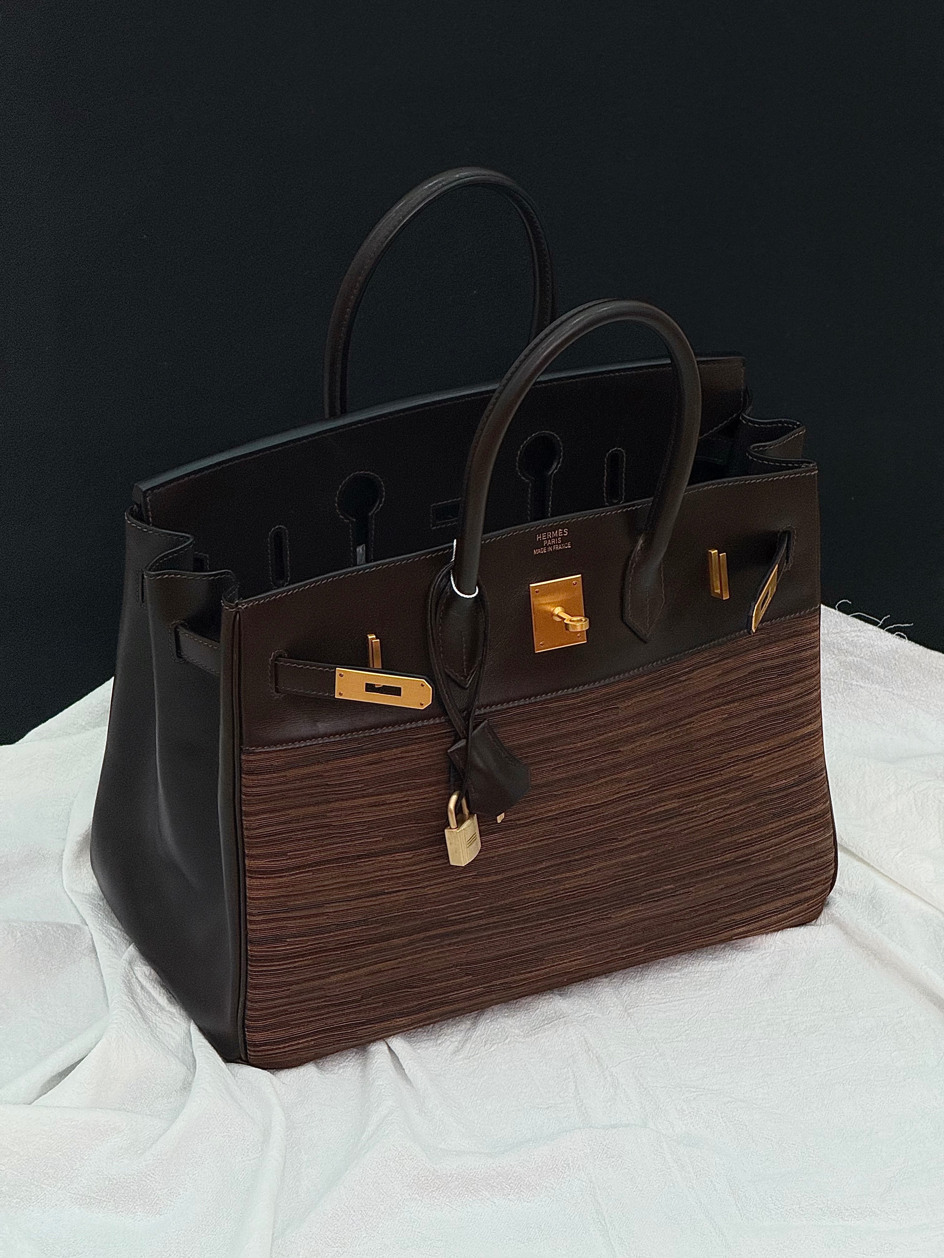 Hermes Birkin 35 Shearling Leather Bag