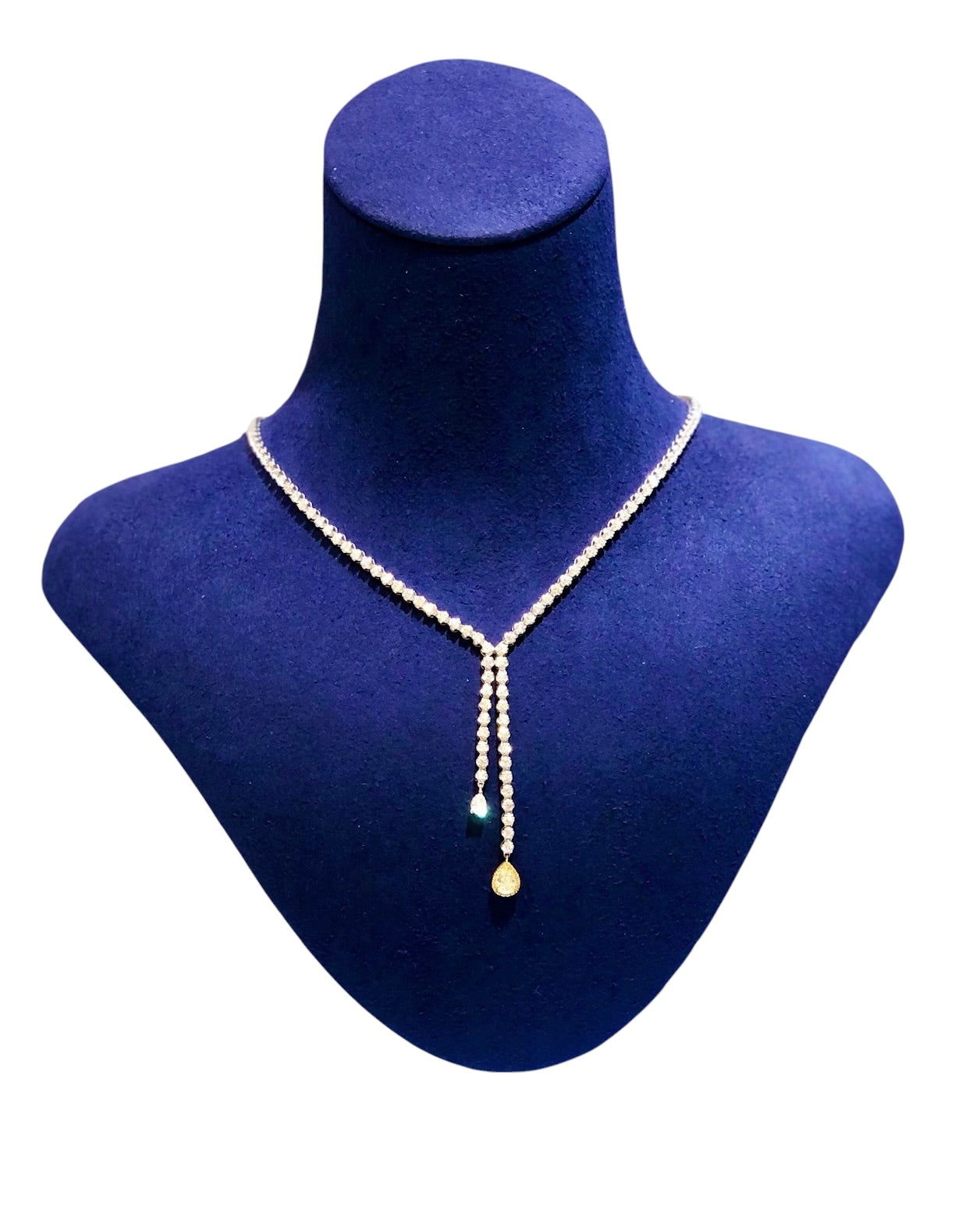 3.10ct Diamond & Yellow Diamond Drop Necklace