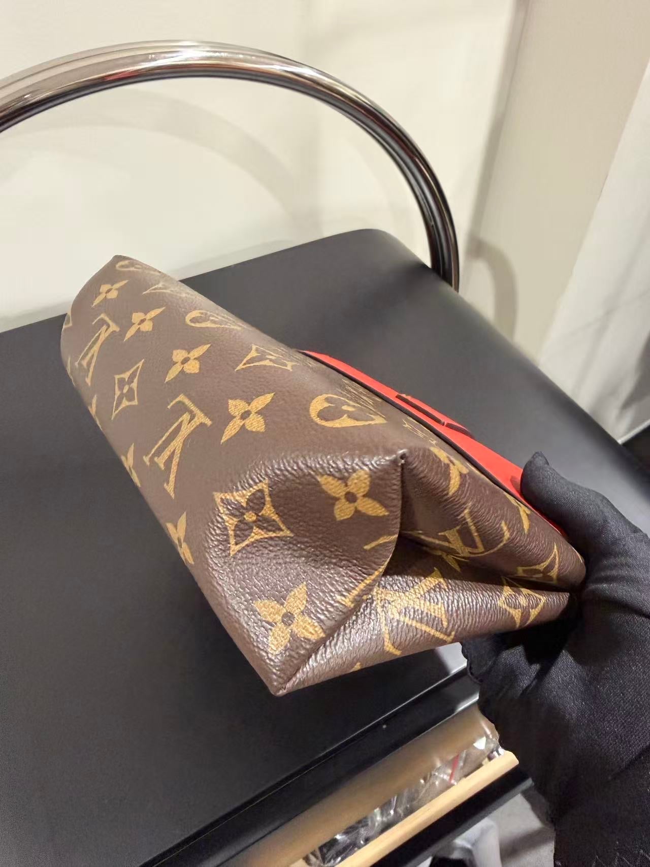 Louis Vuitton Locky BB | Monogram & Red Leather Mini Top Handle Bag