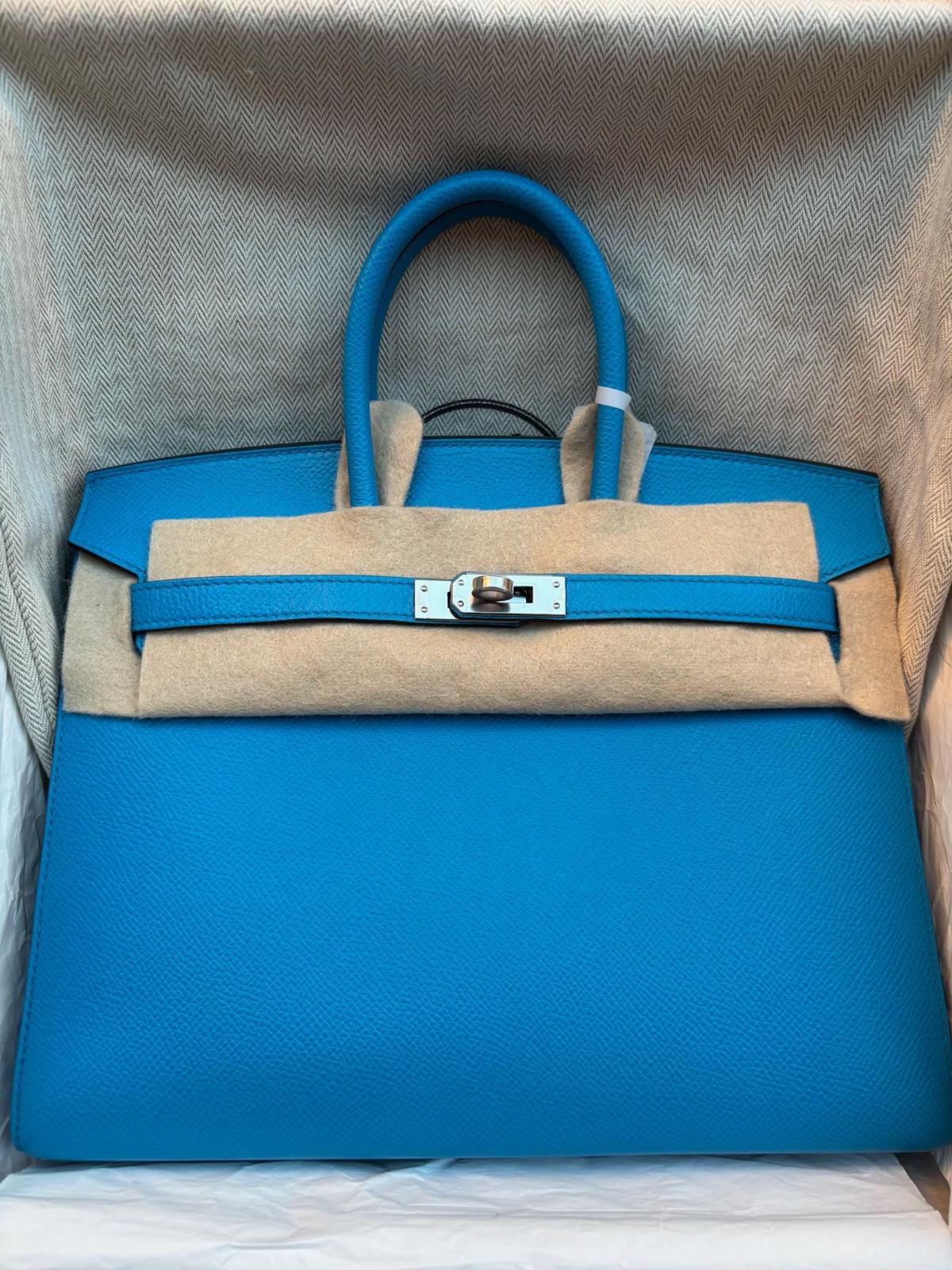 Hermes Birkin 25 Blue Frida PHW Y Stamp ALTC0539