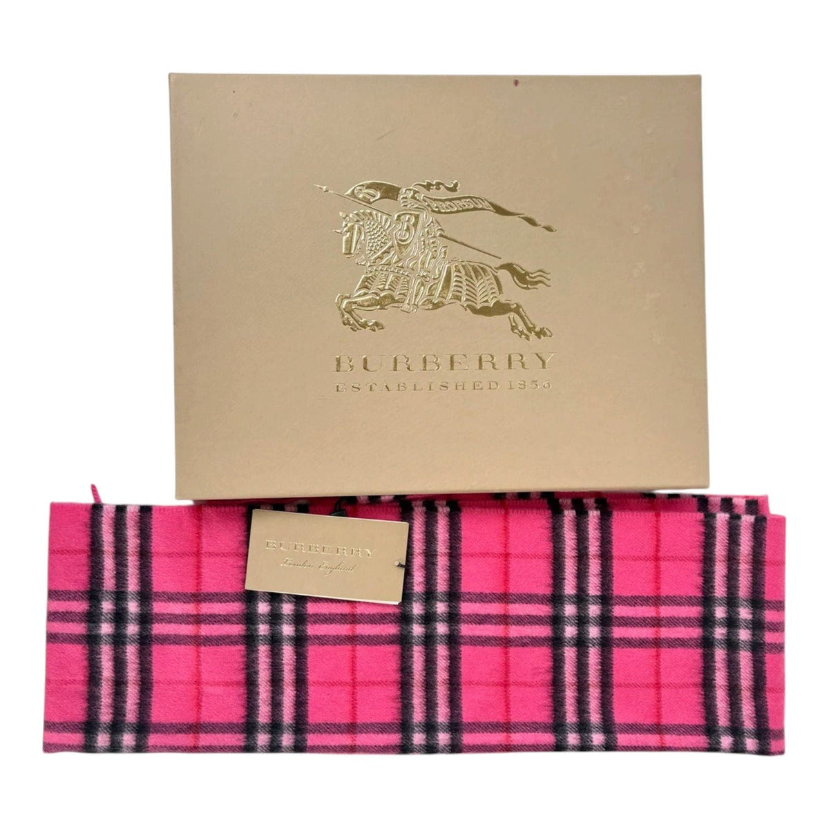 Burberry Check Wool Pink Scarf - in Box