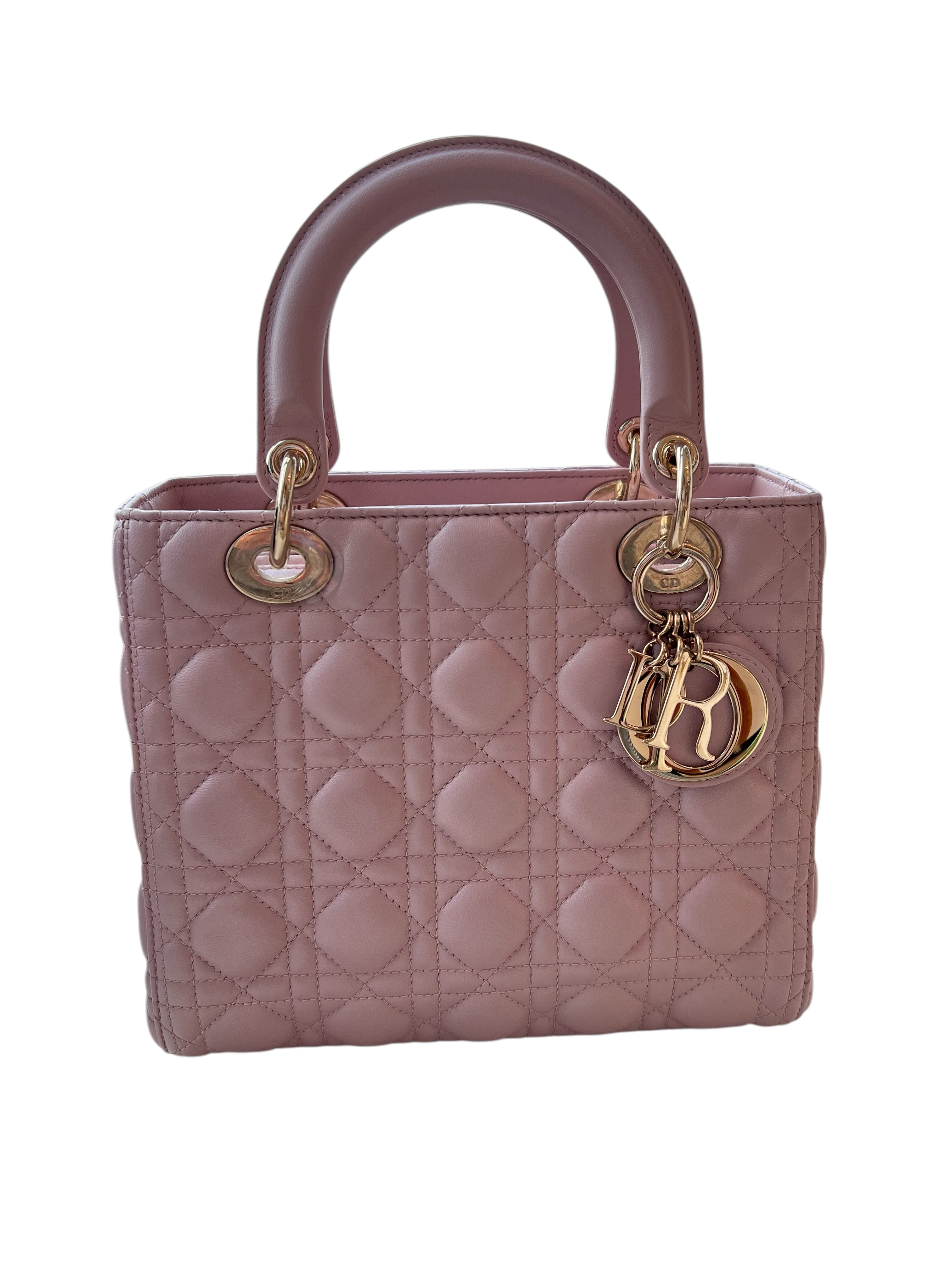 Lady Dior Medium Iridescent Pink Lambskin GHW SYCM279