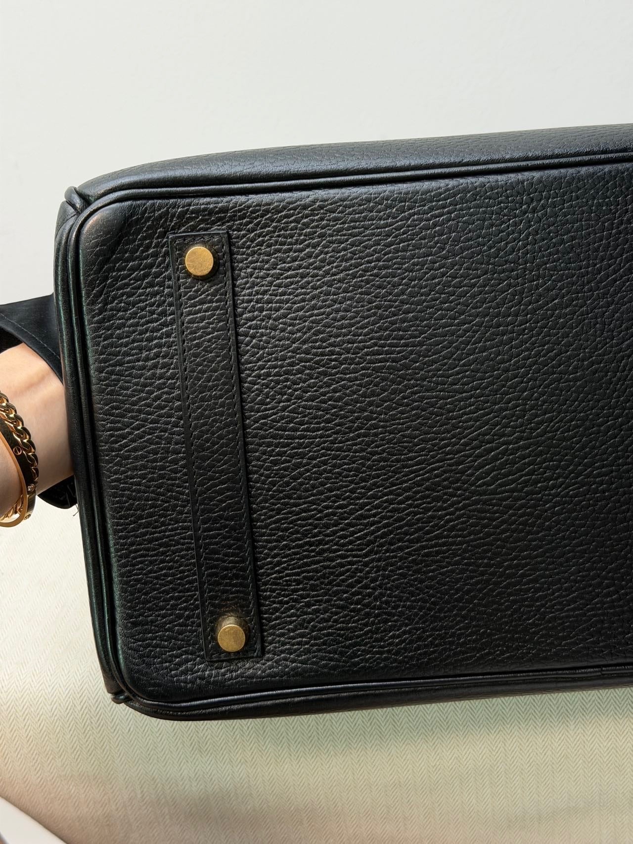 Hermes Birkin 35 Black Ardennes GHW Square F Stamp