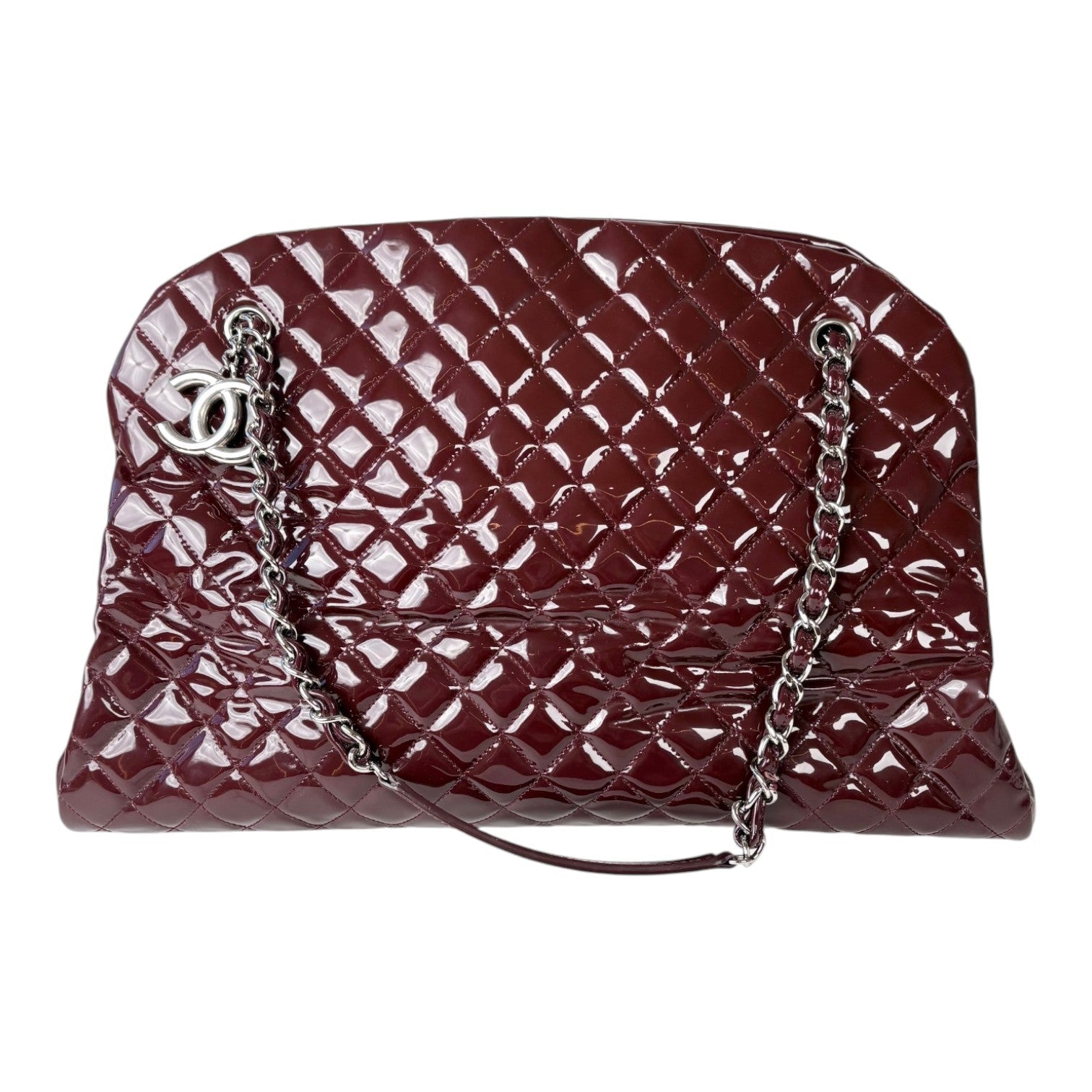 Chanel Patent Burgundy Mademoiselle Bowling Bag