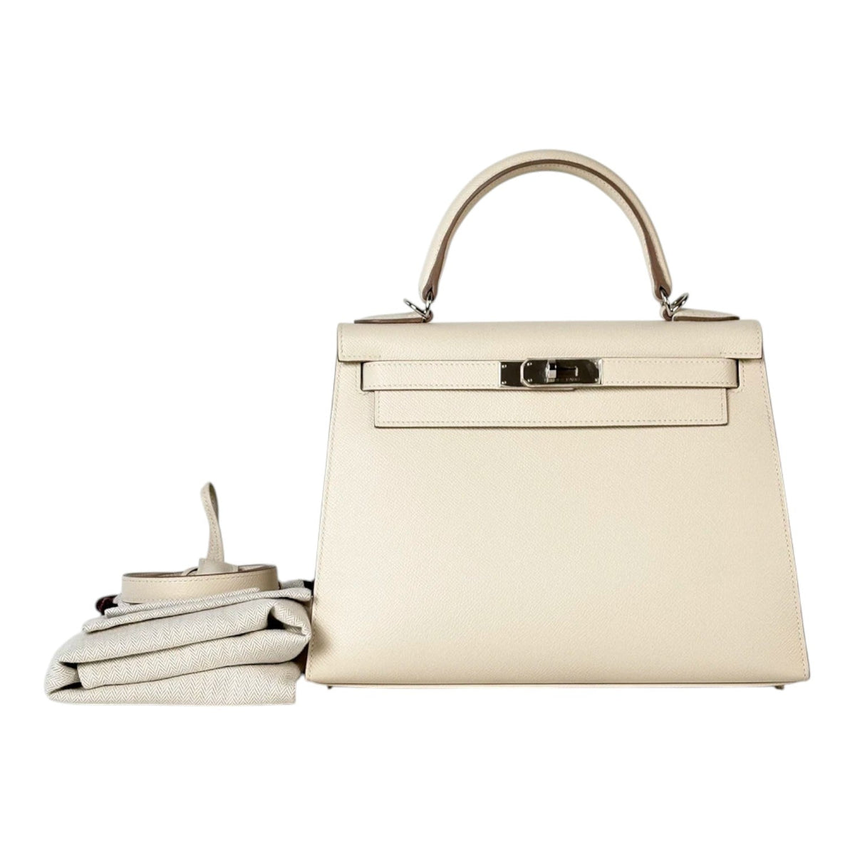 Hermes Kelly 28cm in Craie Epsom Bag