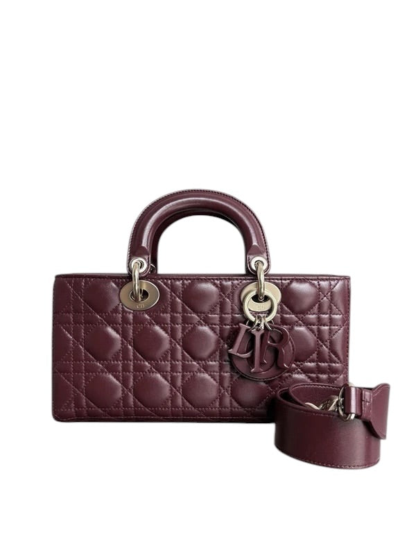 DIOR D-JOY MEDIUM - CANNAGE LAMBSKIN BURGUNDY GOLD HARDWARE SYCMDA120