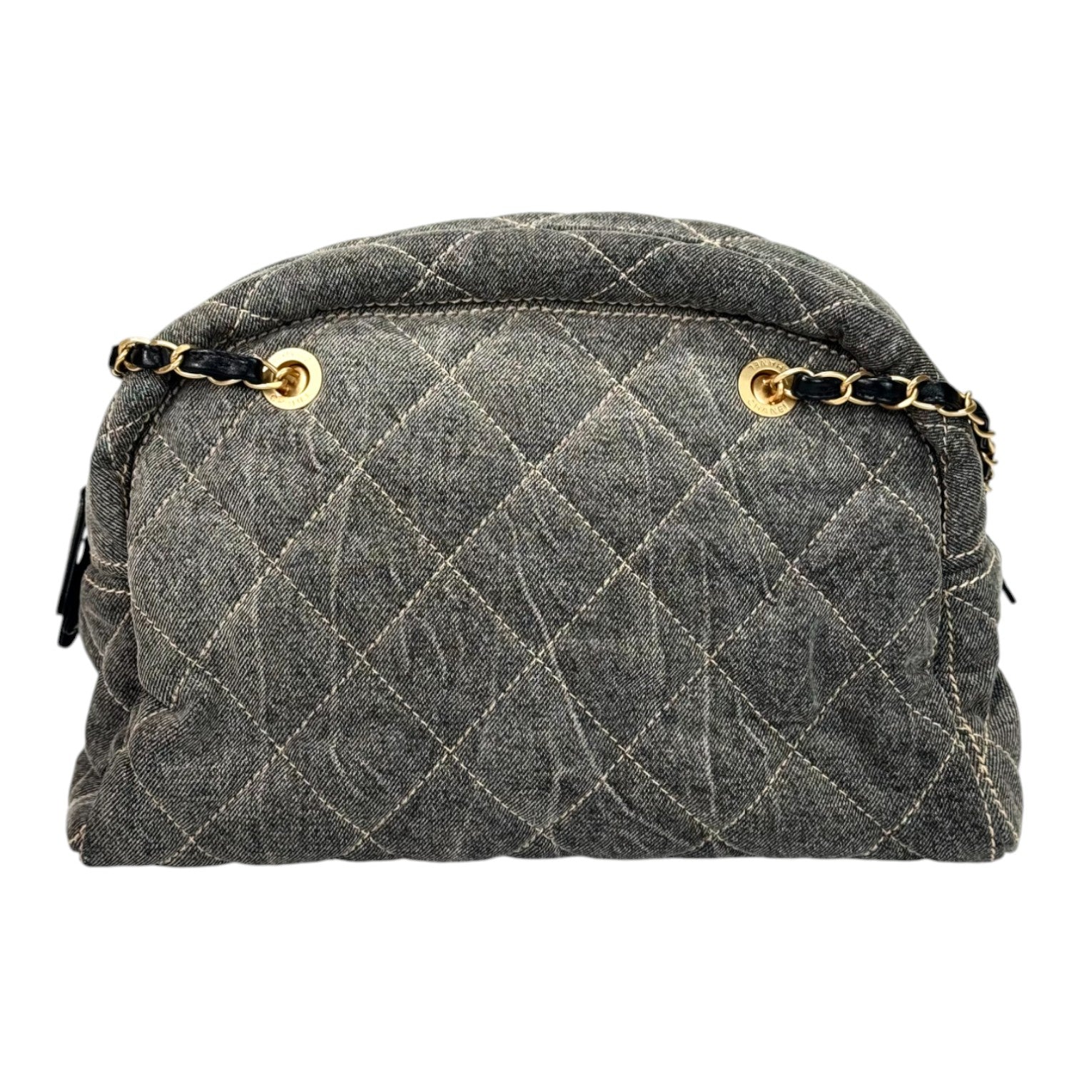 Chanel 24A Grey Denim Bowling Bag