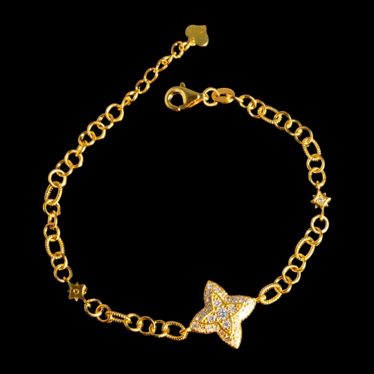24K Gold Starburst Bracelet with Diamond Detail