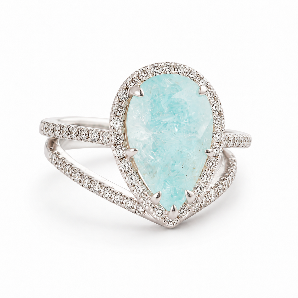 Paraiba 6.57ct Blue Platinum Ring ALC4362