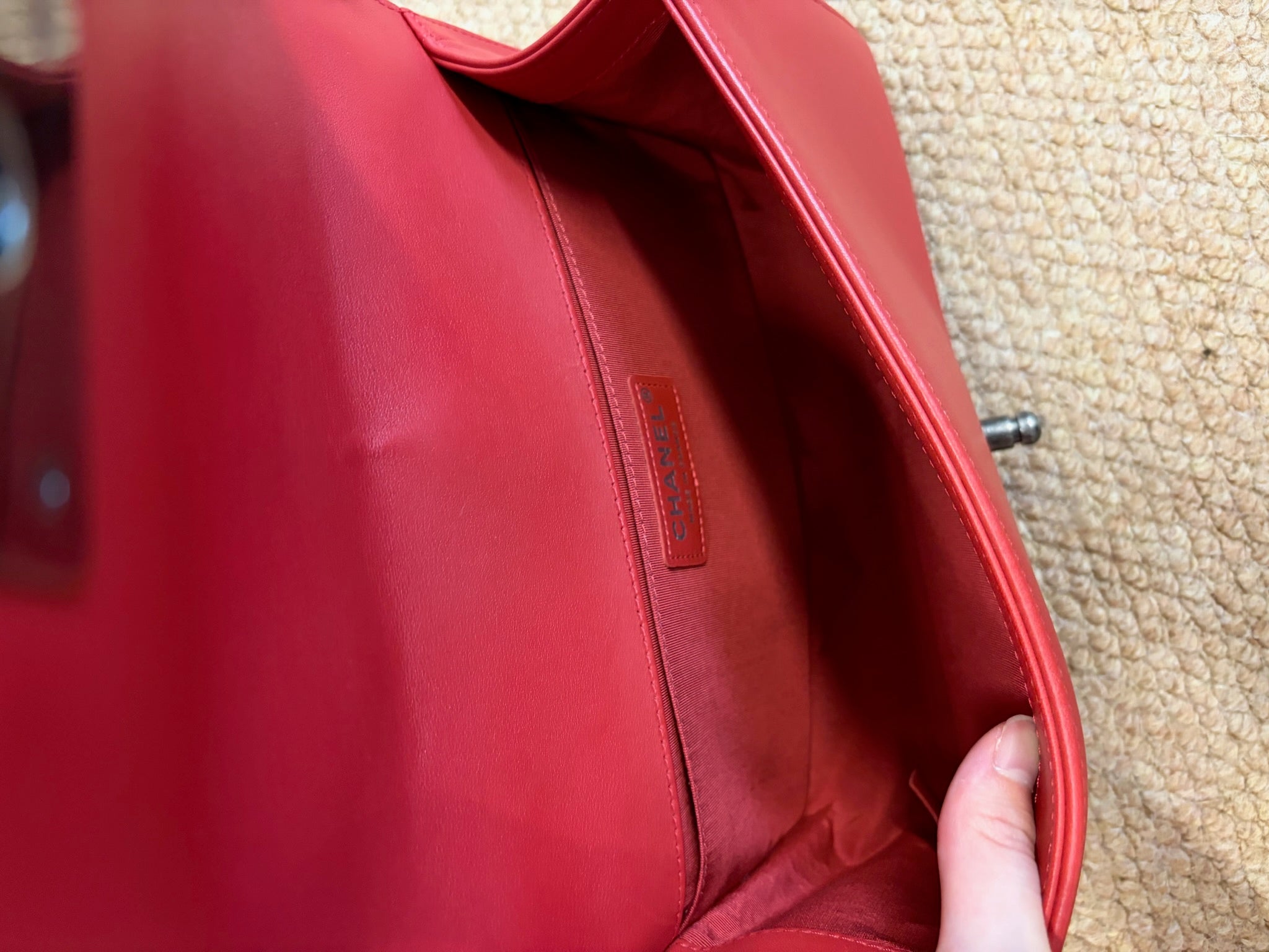 Chanel Le Boy Medium Chevron Red