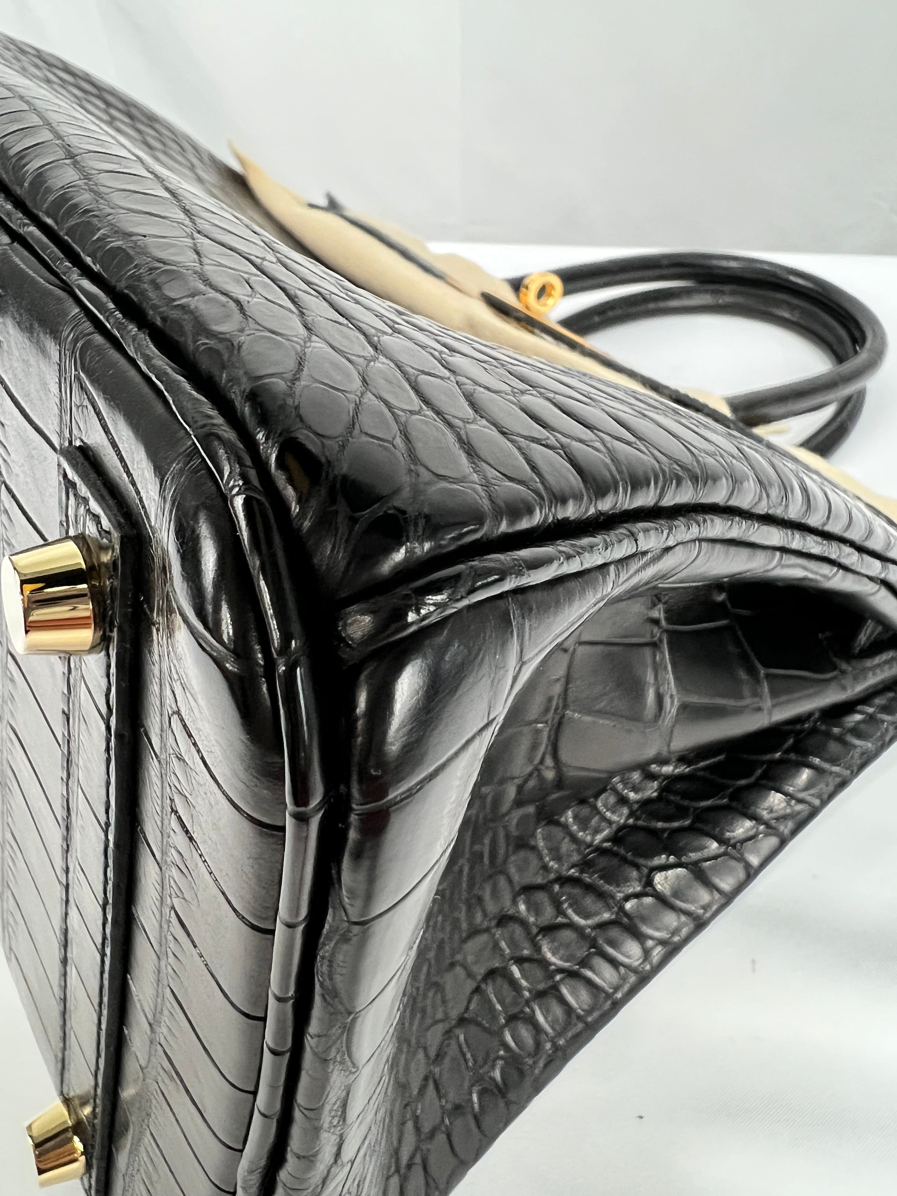 HERMES BIRKIN BLACK ALLIGATOR MAT HANDBAG 2000000153902