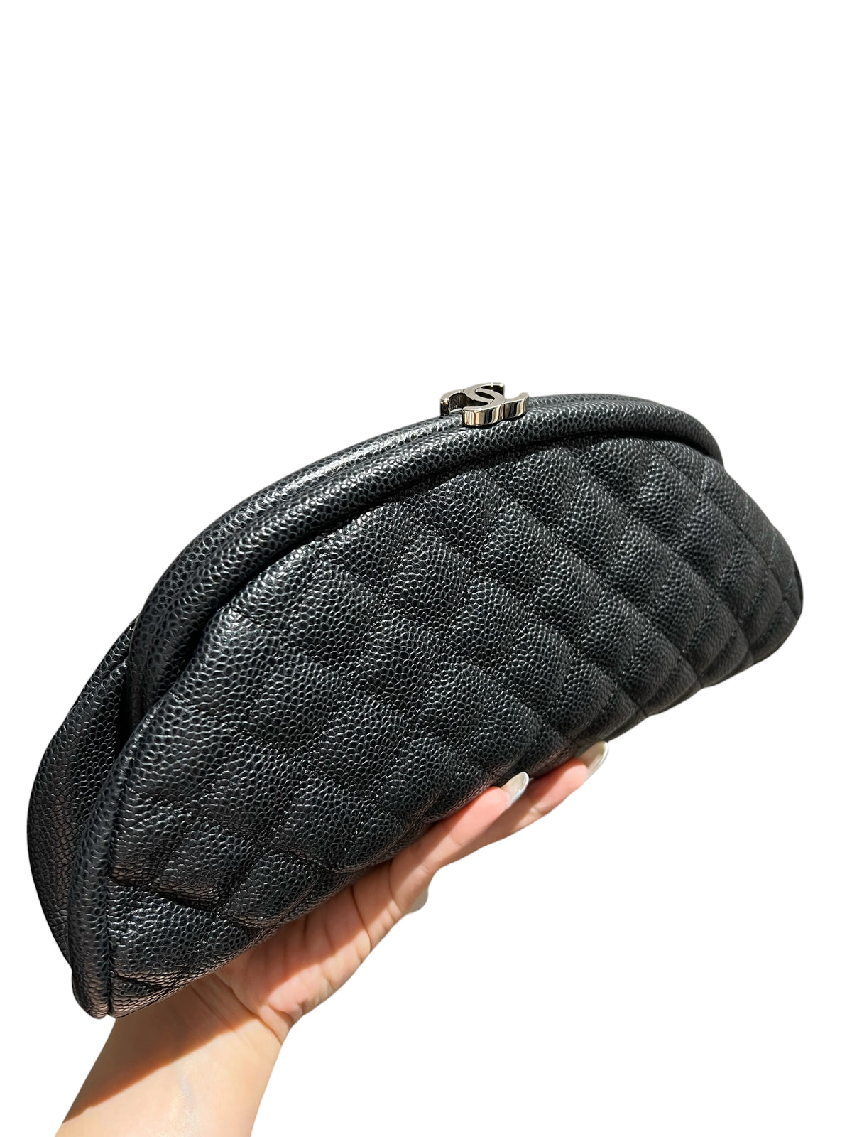 CHANEL  BLACK GRAINED CALF CLUTCH BAG 2000000152769