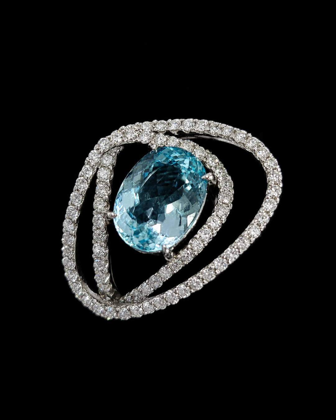 Aquamarine Diamond Ring in Pt900 / AQ3.14ct / D1.30 9093 JJC0730