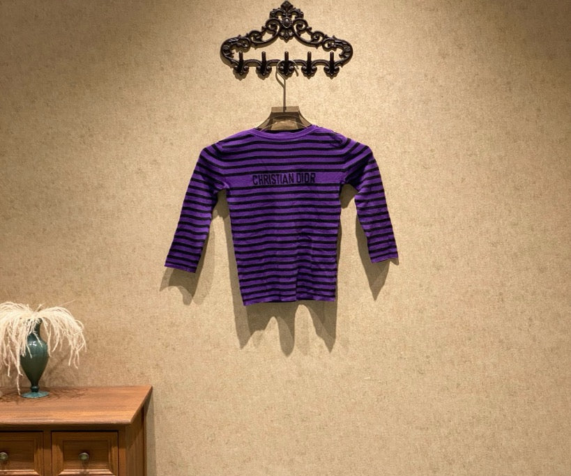 Dior purple striped logo knit sweater / size 36 / 99% new / 39980 SYCF39980