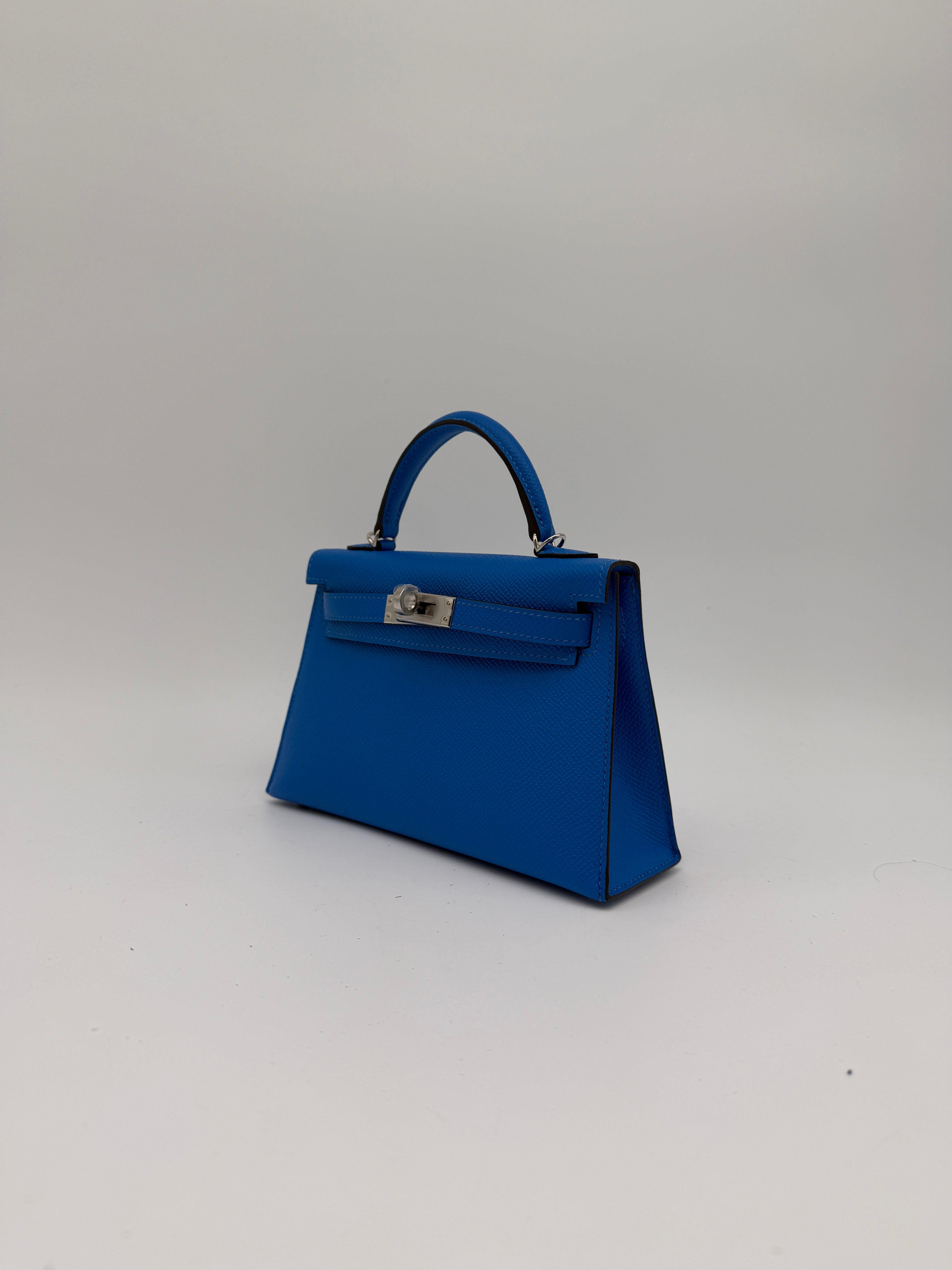 Hermès Mini Kelly Bleu Hydra Epsom Palladium Hardware