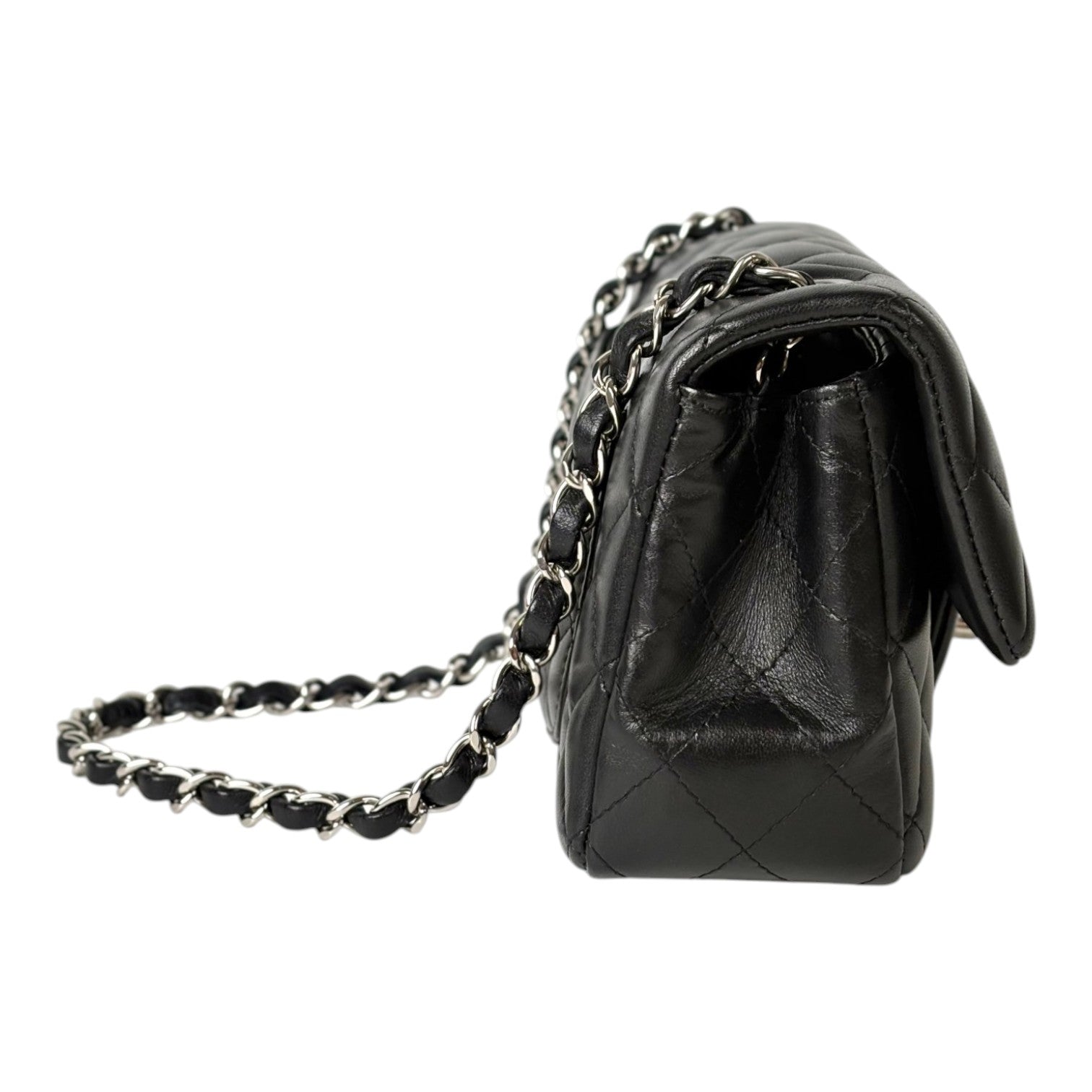Chanel Mini Classic Flap Bag in Black with Silver Hardware