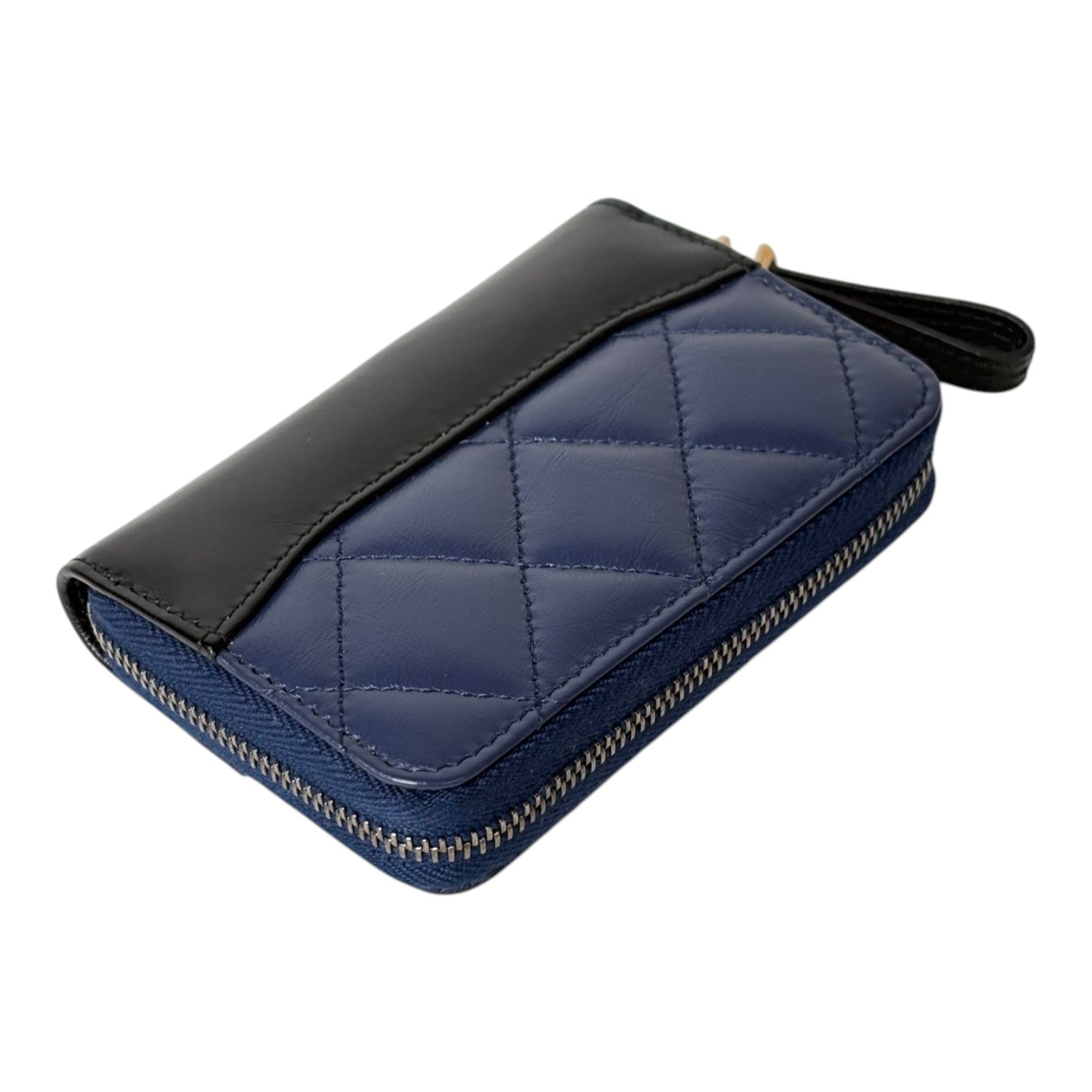 Chanel CC Blue Zipped Coin Purse Wallet