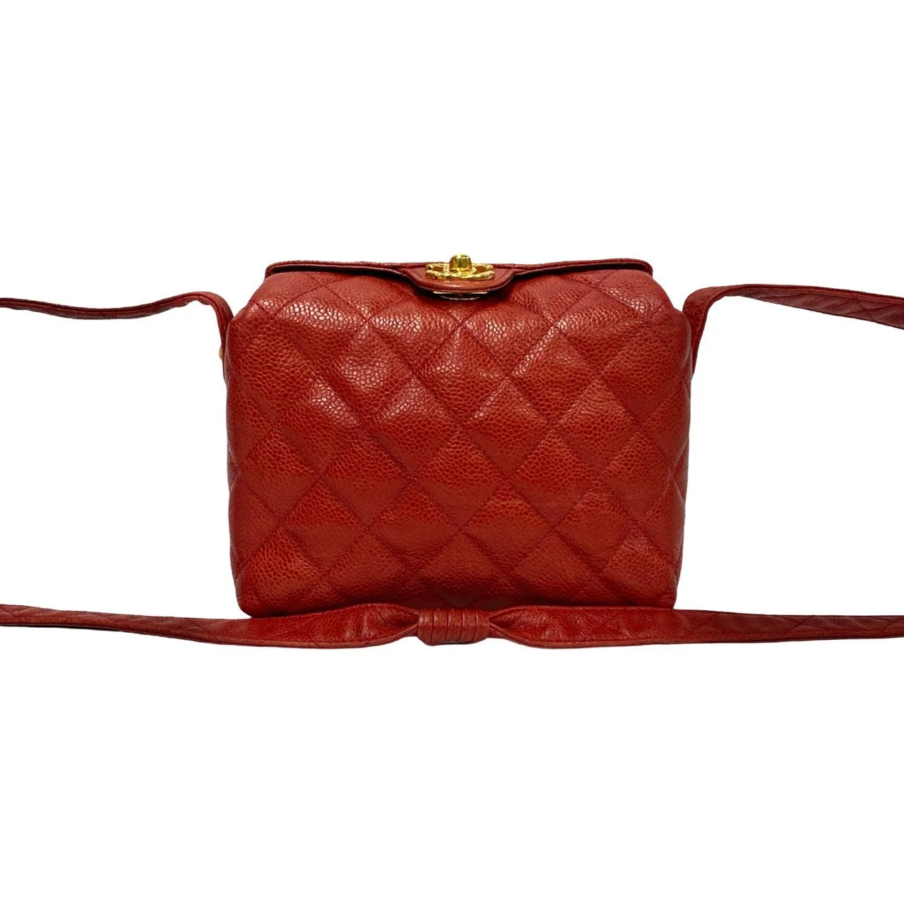 Chanel Vintage Crossbody Top CC Turnlock Red Caviar GHW #2 30305