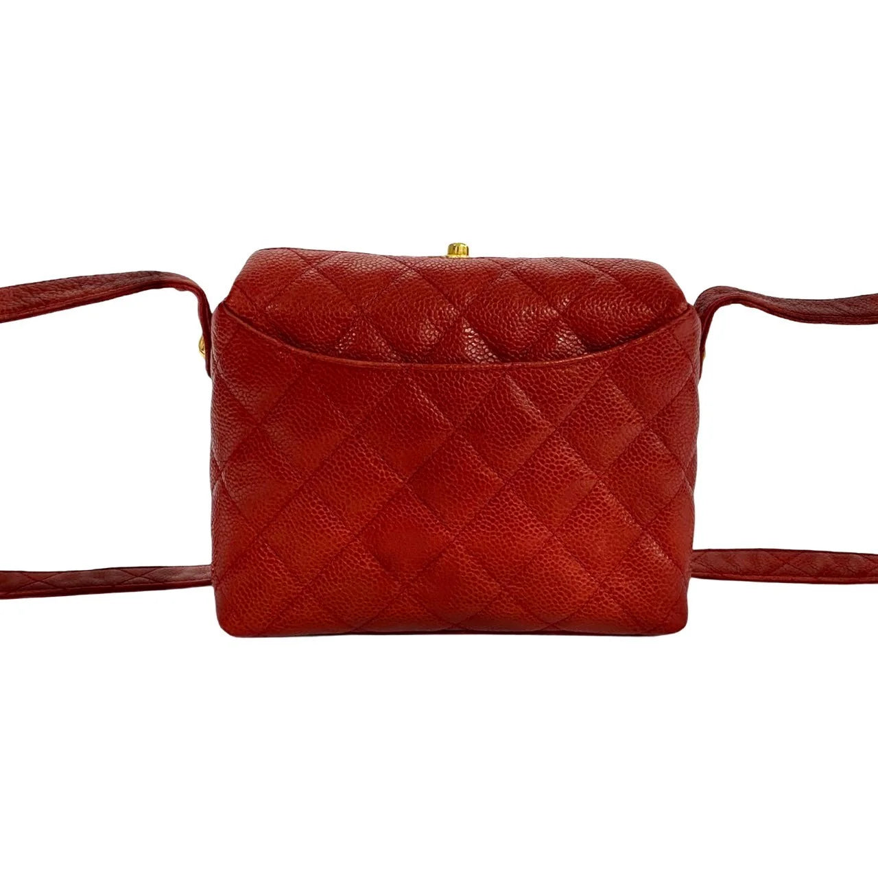 Chanel Vintage Crossbody Top CC Turnlock Red Caviar GHW #2 30305