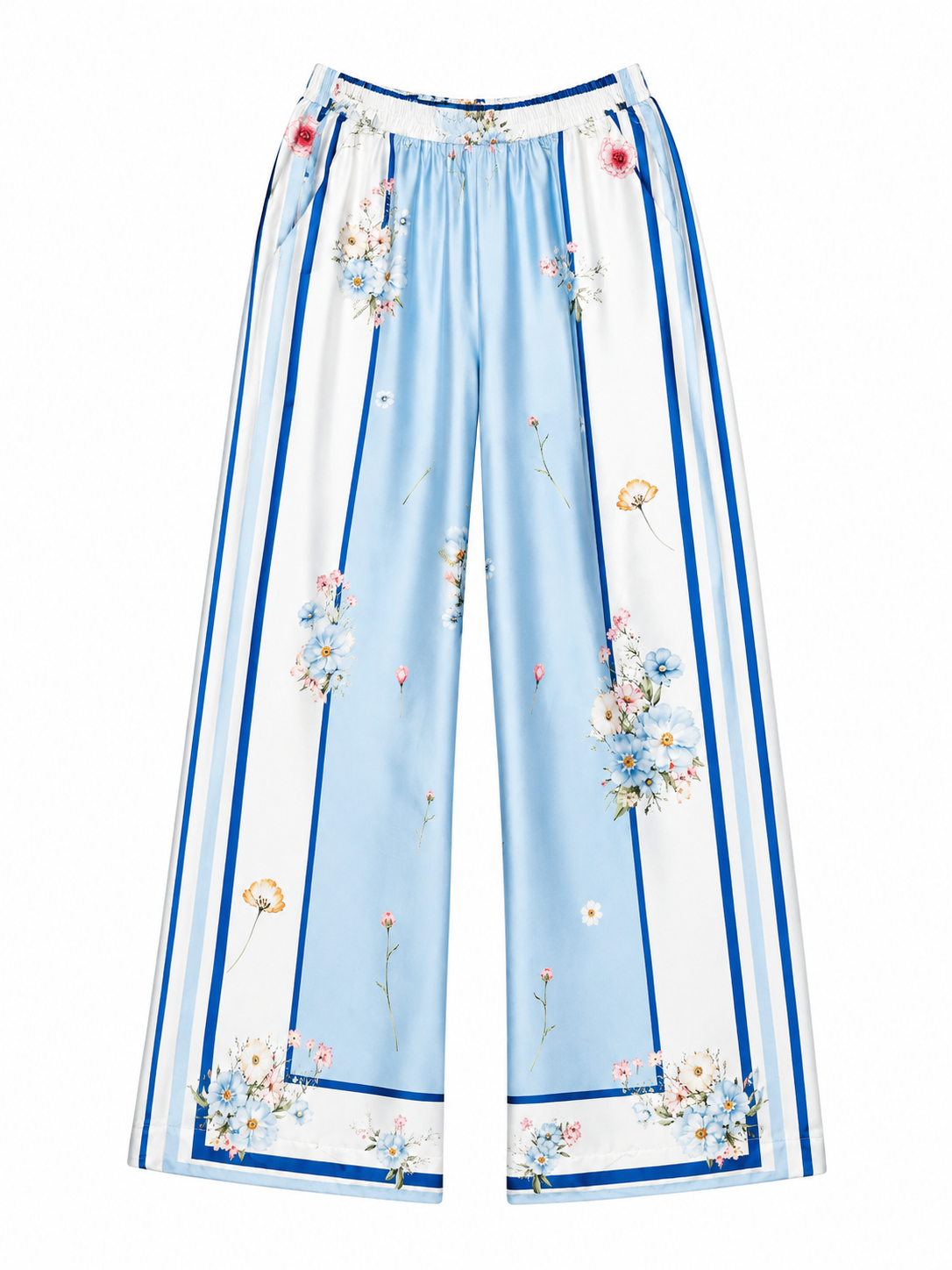 TROUSER PLACEMENT BANDANA FLOWERS BLUE MCL13005