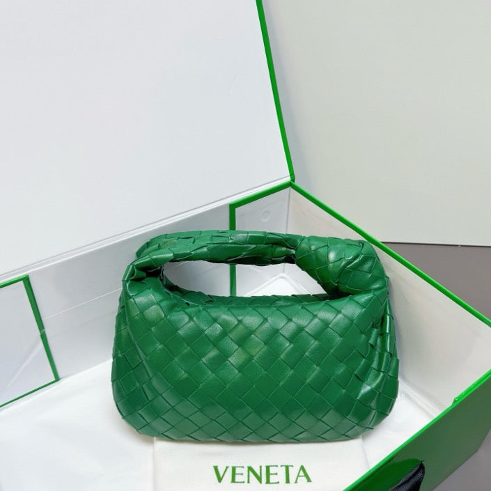 BV Green Jodie Woven Lambskin Dumpling Bag 23 24407357