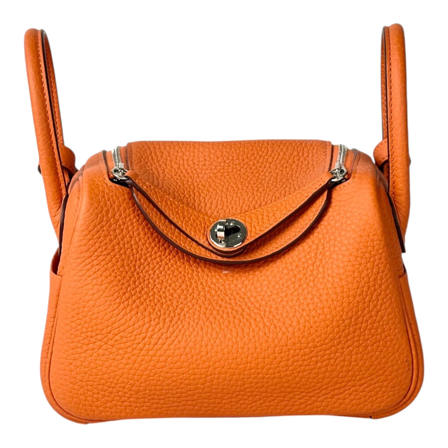 Hermes Orange Lindy Mini Bag in Clemence Leather