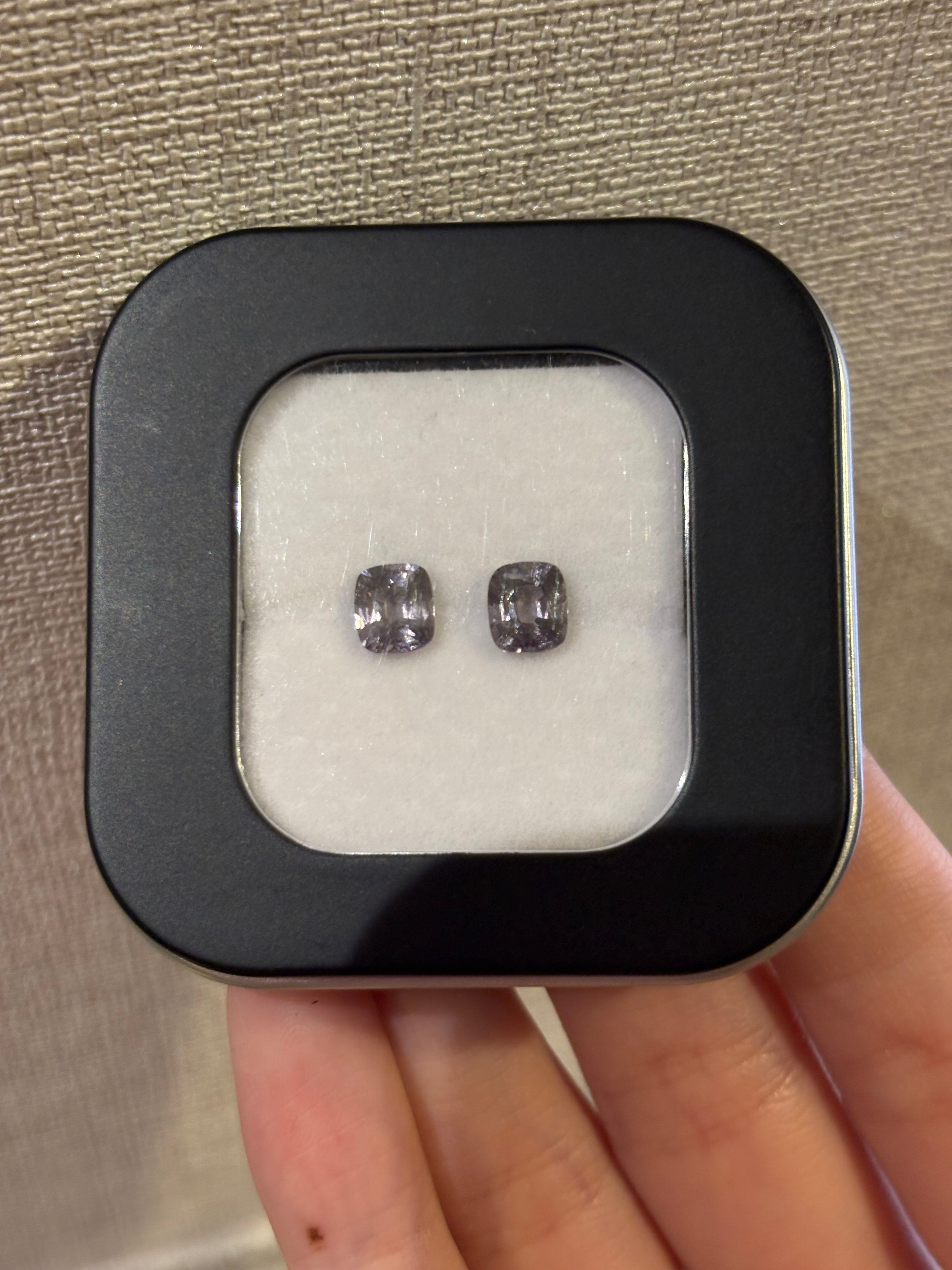 1.67ct Silver Grey Spinel PAIR Burma DXBCS4583