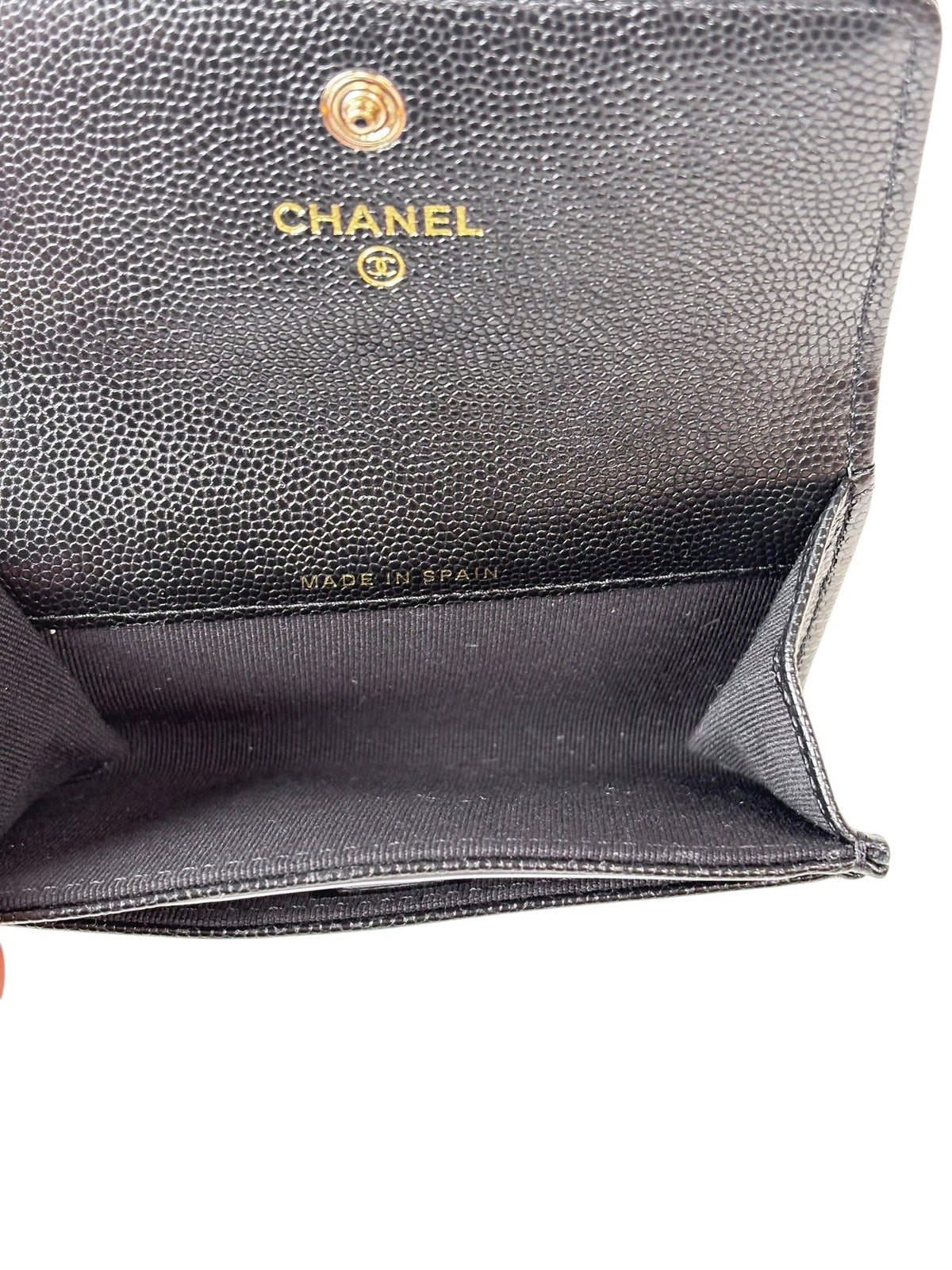 Chanel Black Calf Leather Passport Holder Wallet