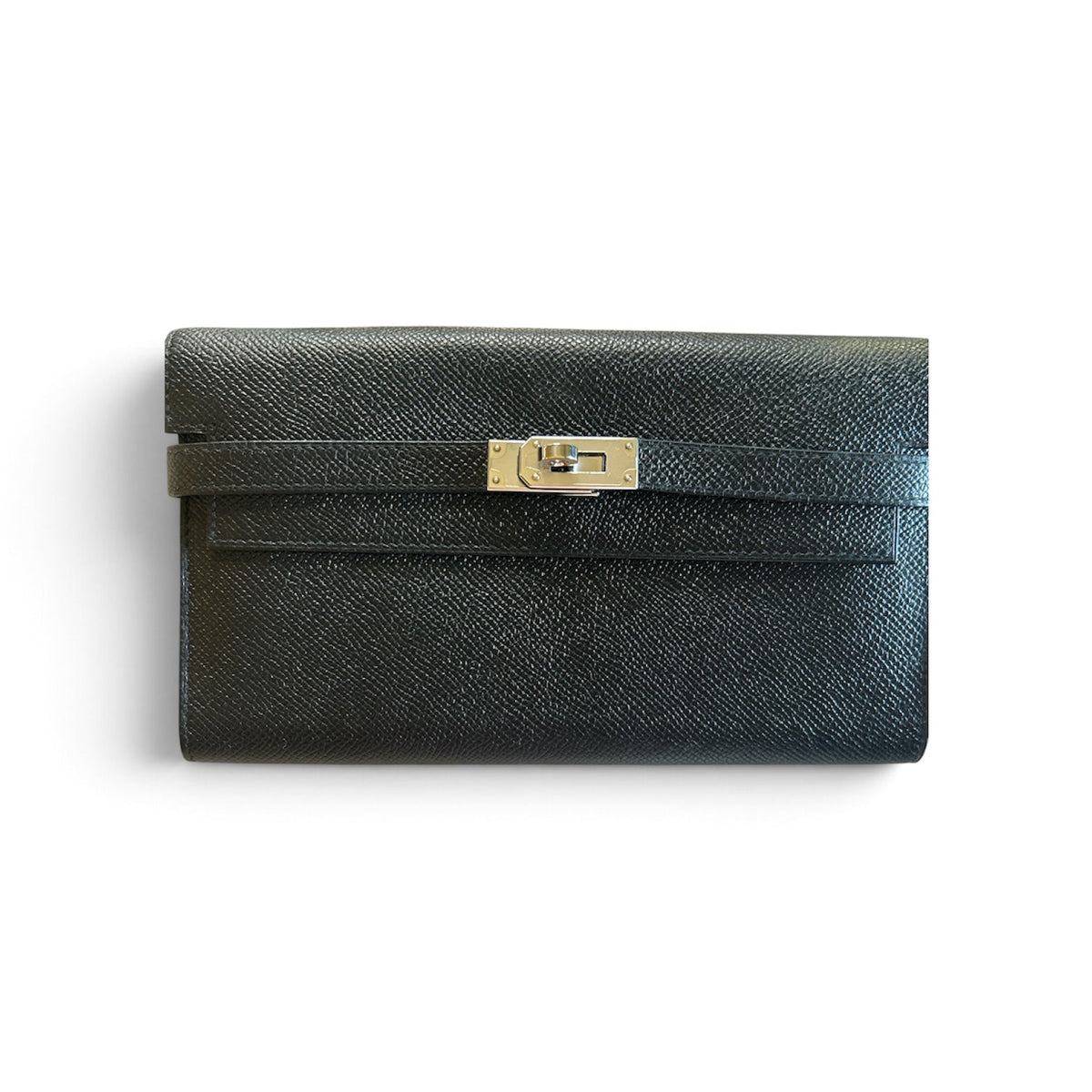 Hermes Black Kelly Wallet in Epsom with PHW