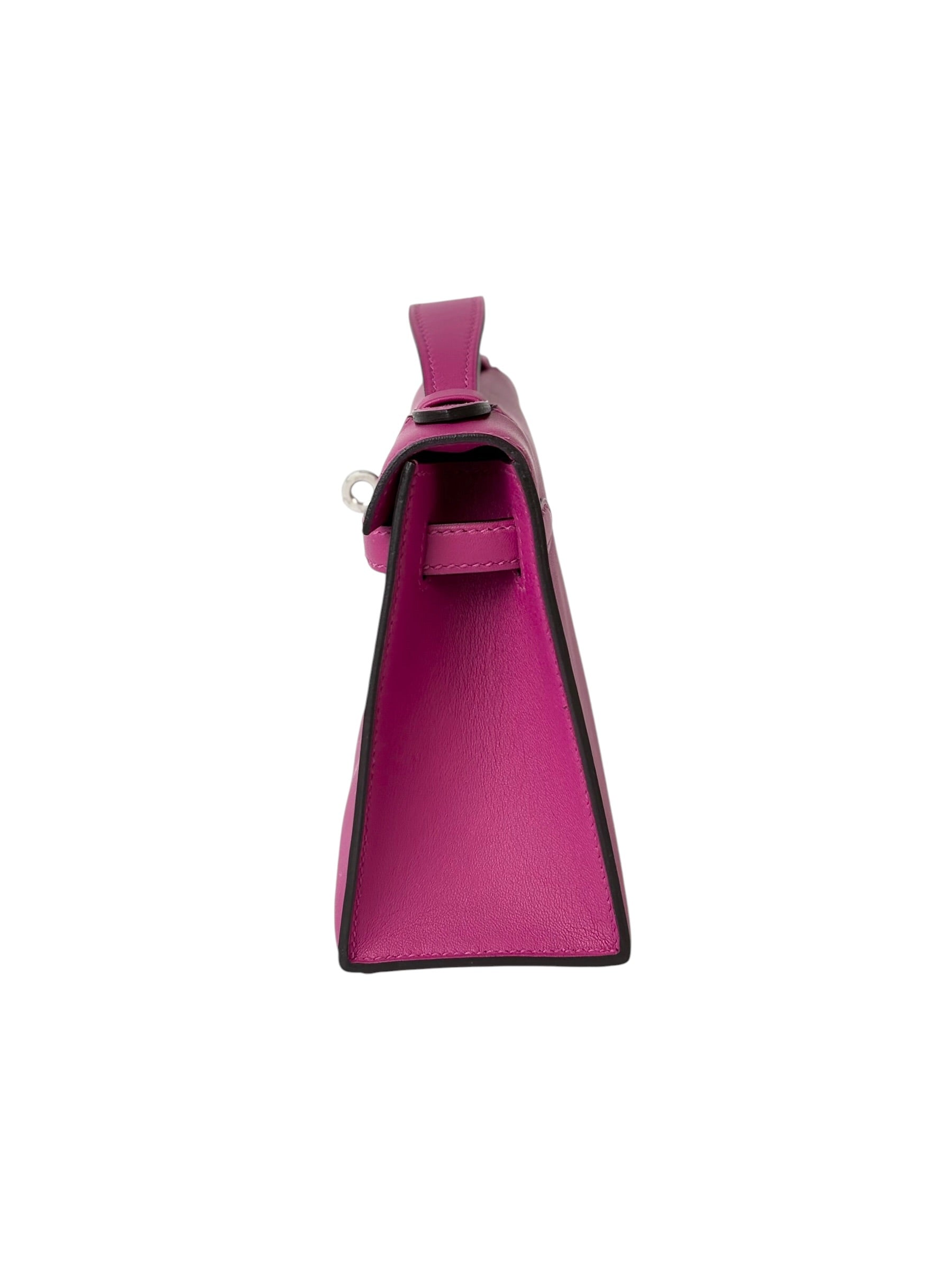 Hermes Kelly Pochette in Rose Pourpre Swift