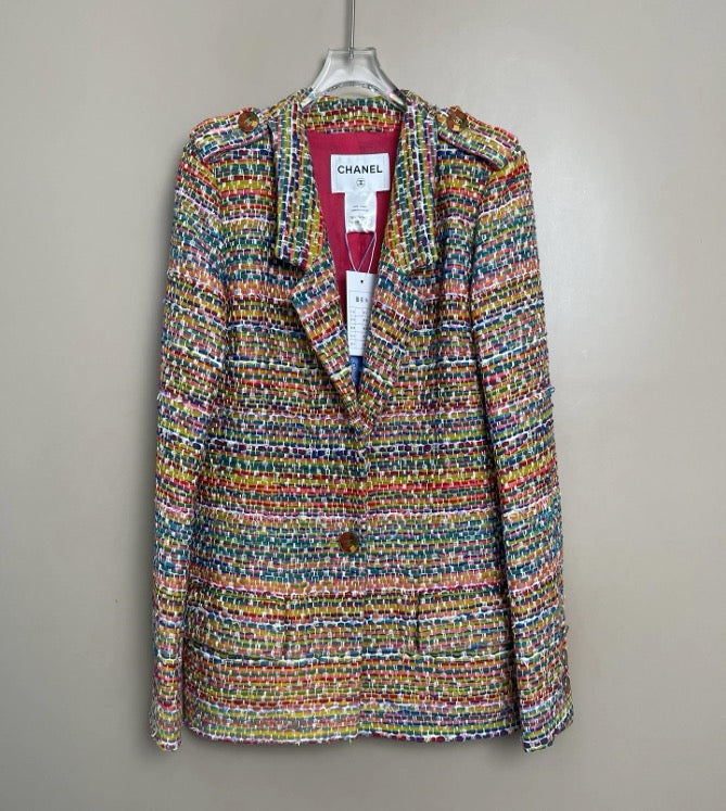 CHANEL Seoul Collection Rainbow Woven Tweed Jacket, Size 38 SYCC2107